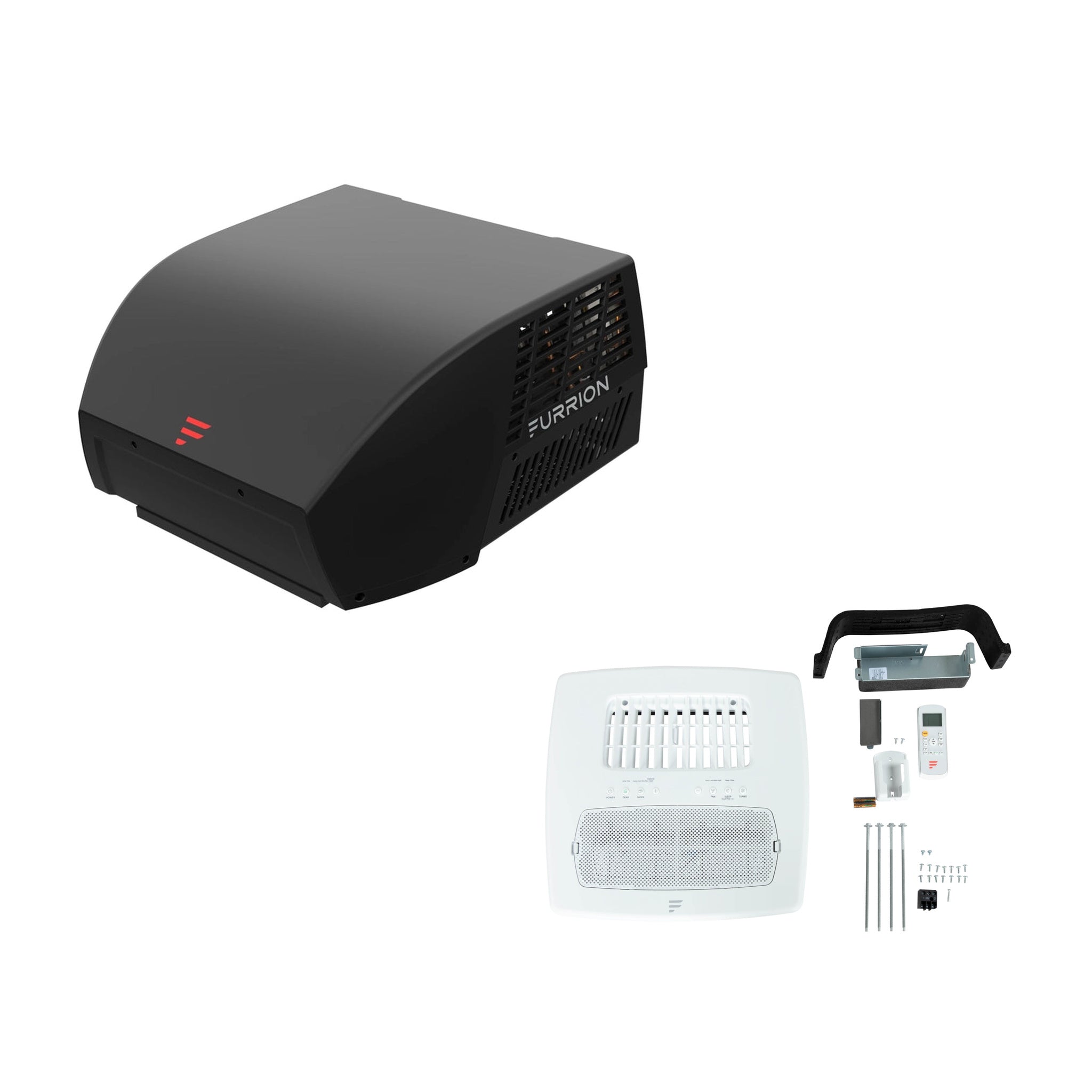 Furrion 18K Chill Cube black ducted heat pump RV AC bundle with air distribution box