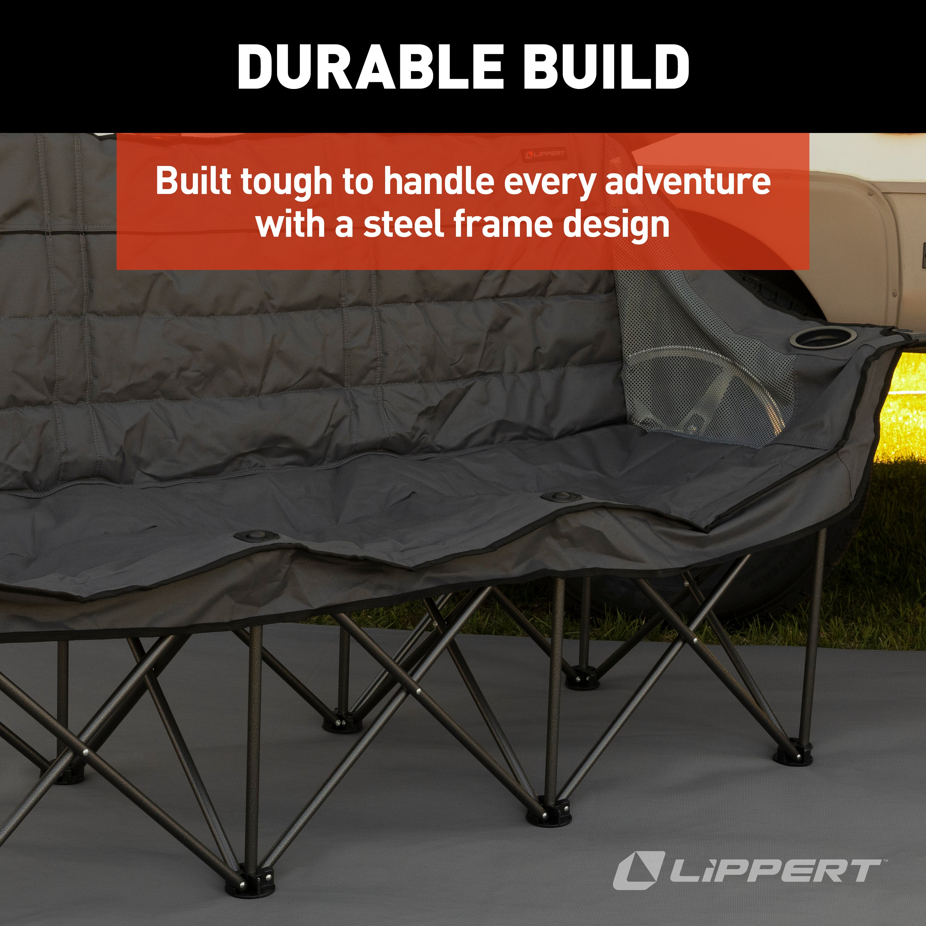 Lippert Campfire Folding Couch - Dark Grey - Image 6