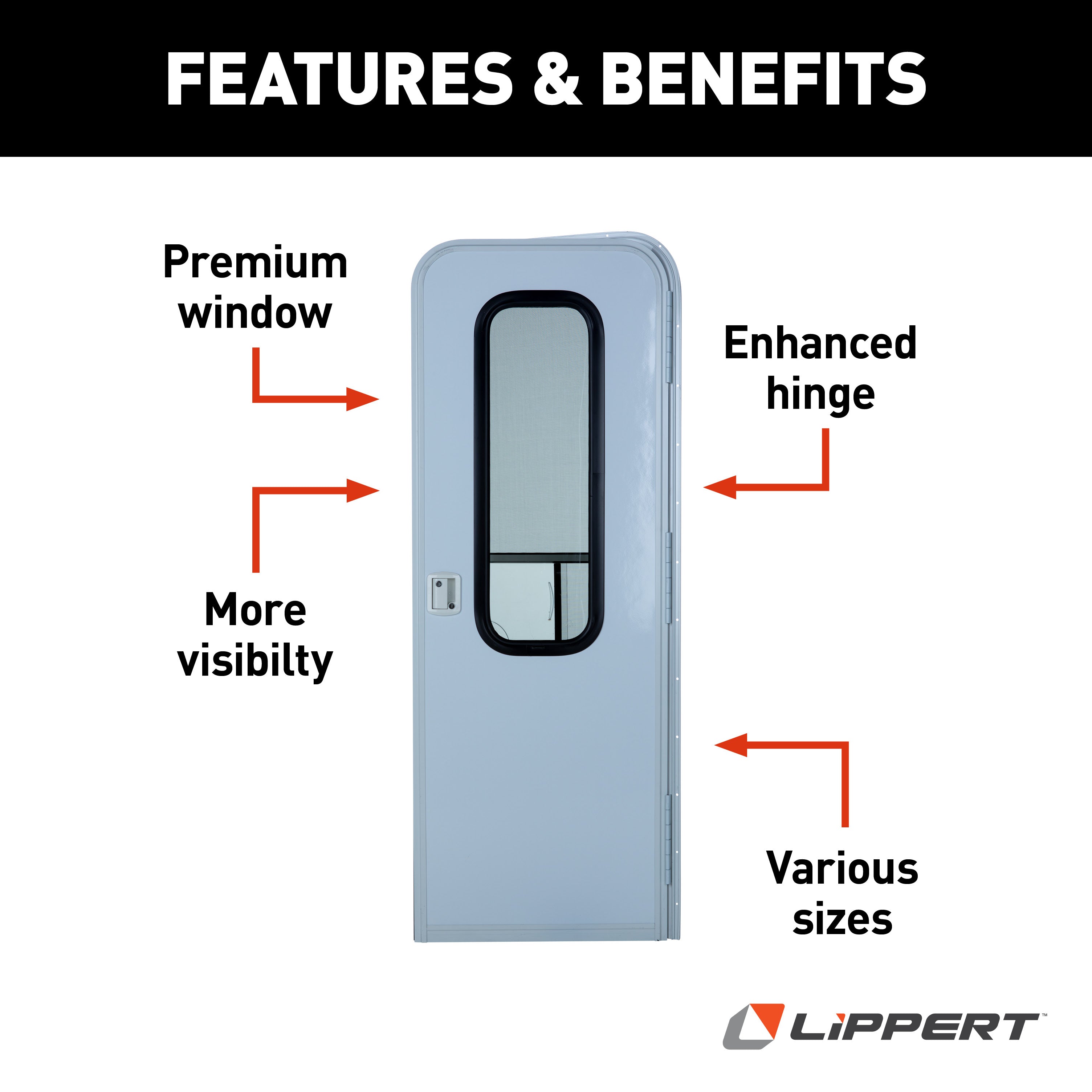 Lippert - Right Hinge Upgraded Rv Radius Entry Door With Screen Door - 26" X 72" (Polar White) - Image 4