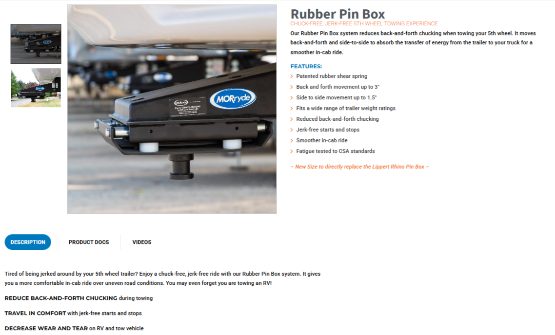 MORryde - Rubber Pin Box RPB77-FD-03 Replaces Lippert Rhino Under 11,500 lbs GVWR Fifth Wheel
