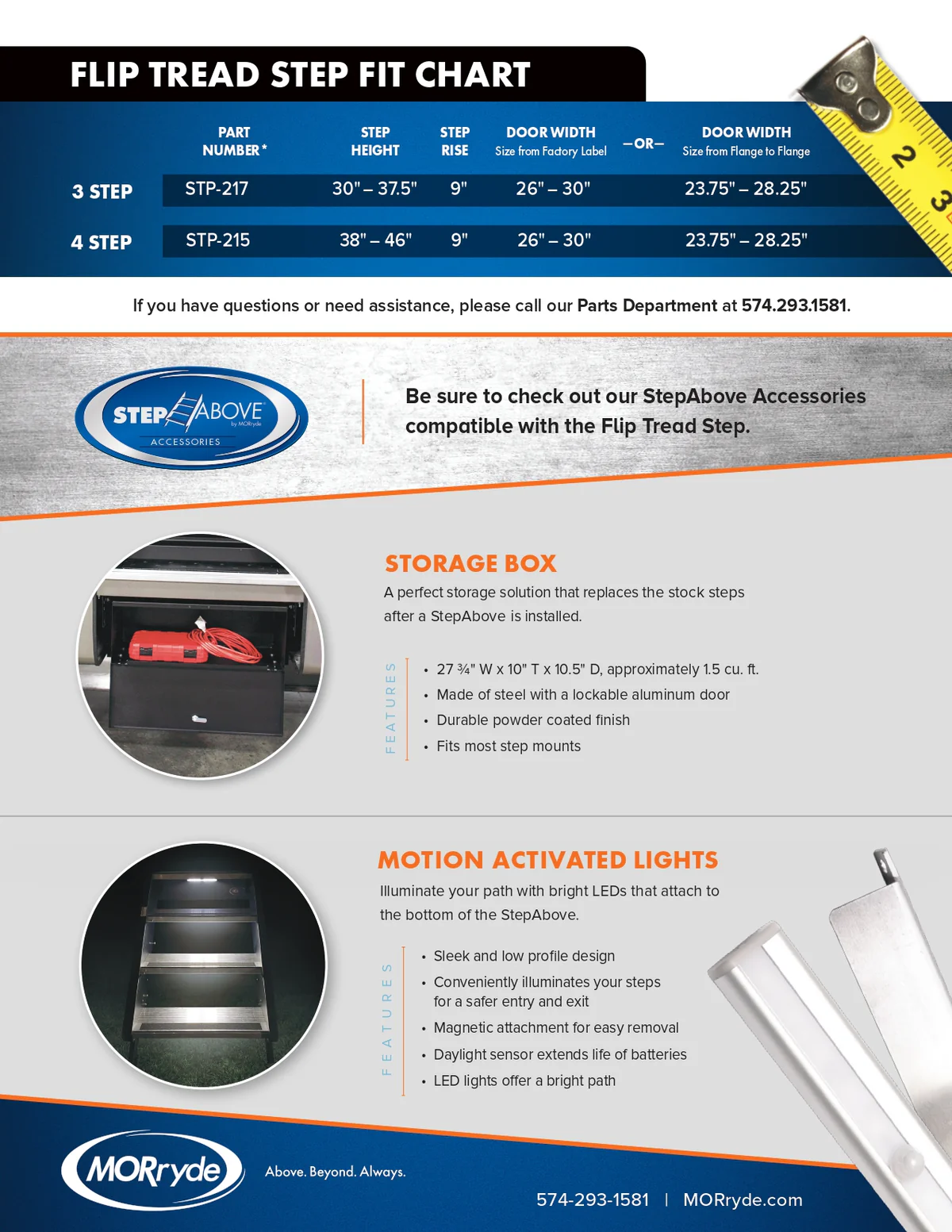 MORryde - STP-215 StepAbove Flip Tread 4-Step RV Entry Steps - Innovative Folding Design for Maximum Ground Clearance