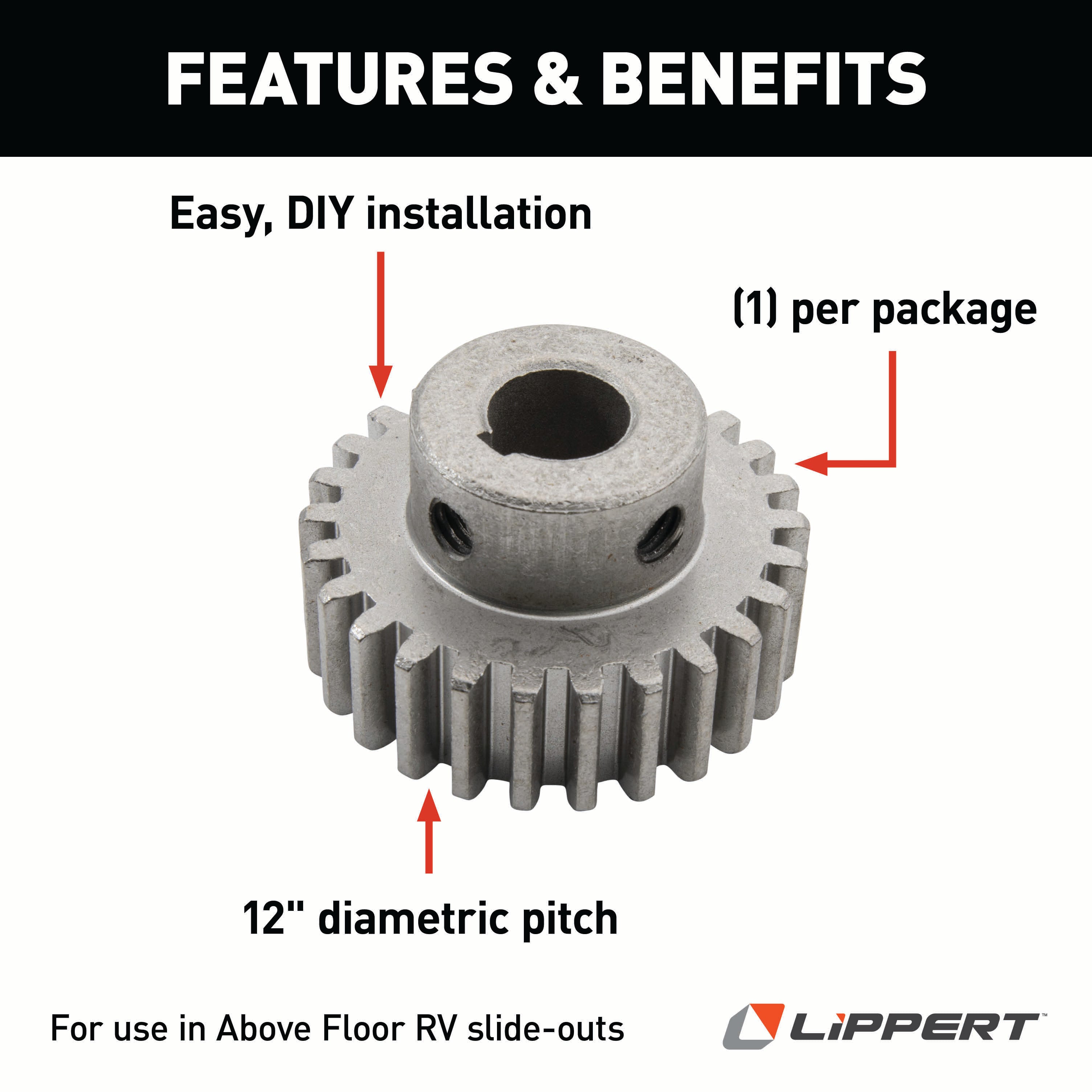 Lippert Rv Slide-Out 26-Tooth Crown Gear - 12 Dp/14.5 Pa #116658 - Image 3