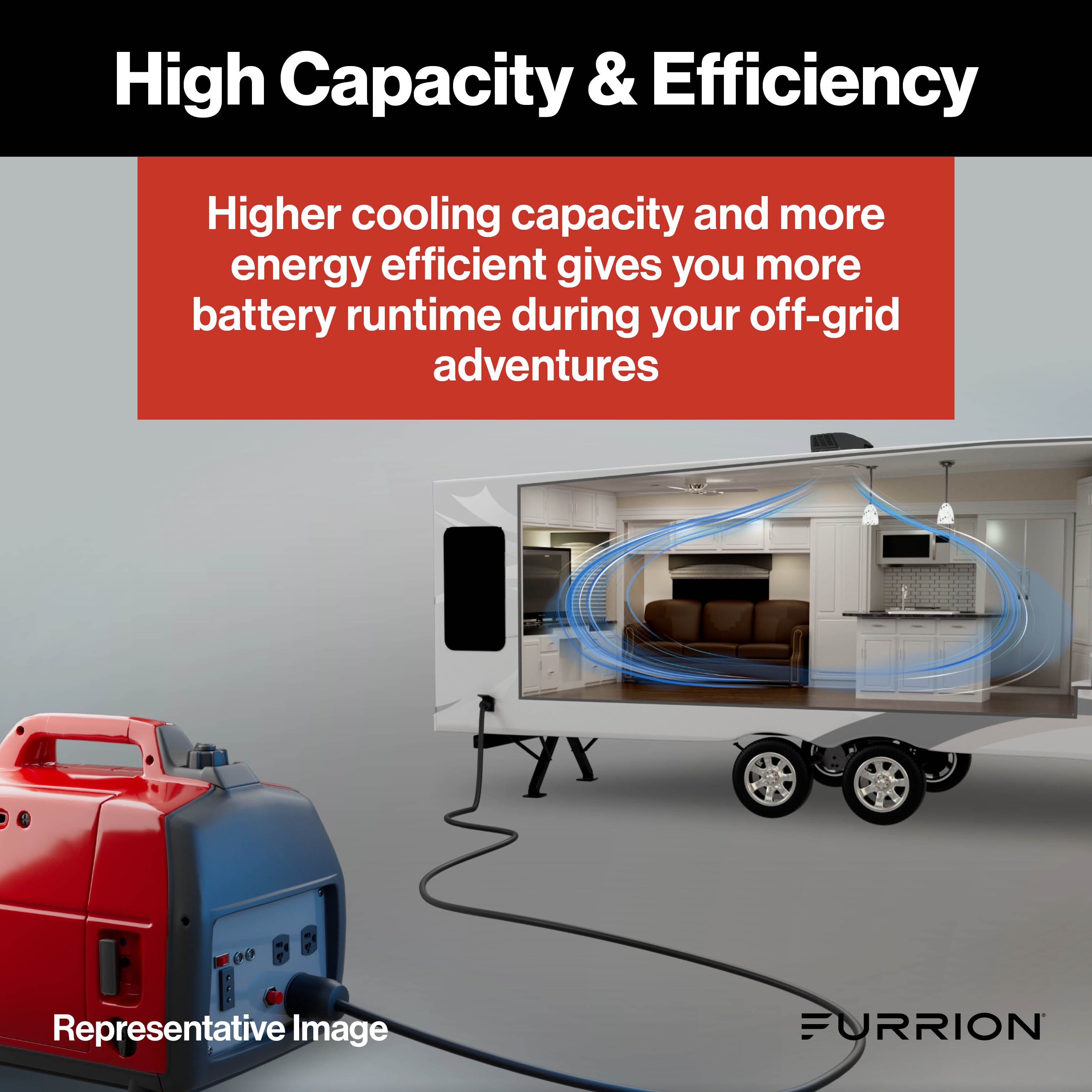 Furrion® - Chill® Cube Variable Speed RV Rooftop Air Conditioner - 18K BTU with Heat Pump - Black, Non-Ducted - 27.5" x 27.5" x 11.5" - #2025008217