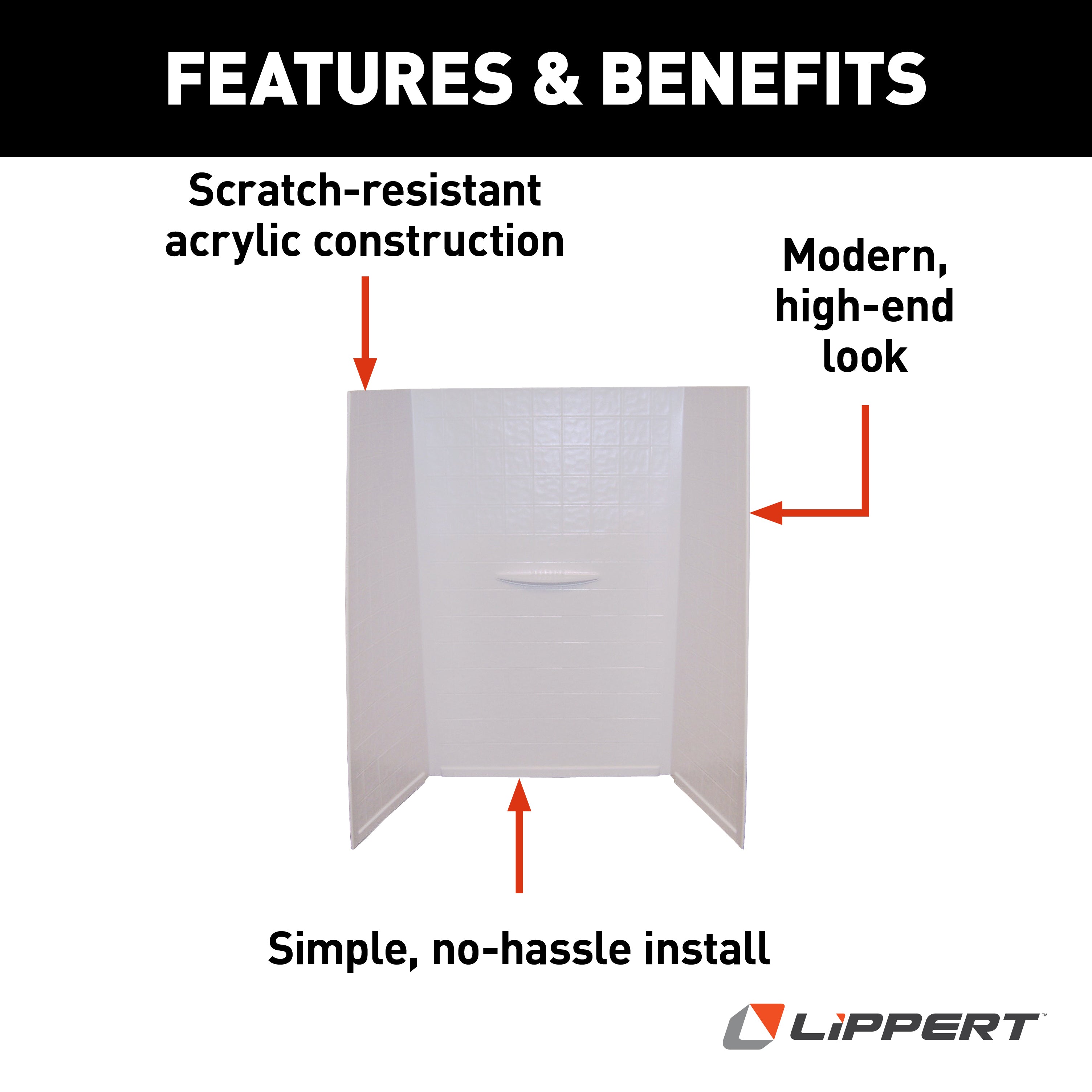 Lippert Bathtub Wall Surround - 24" X 36" X 62", White #Wpf243662Spk - Image 3