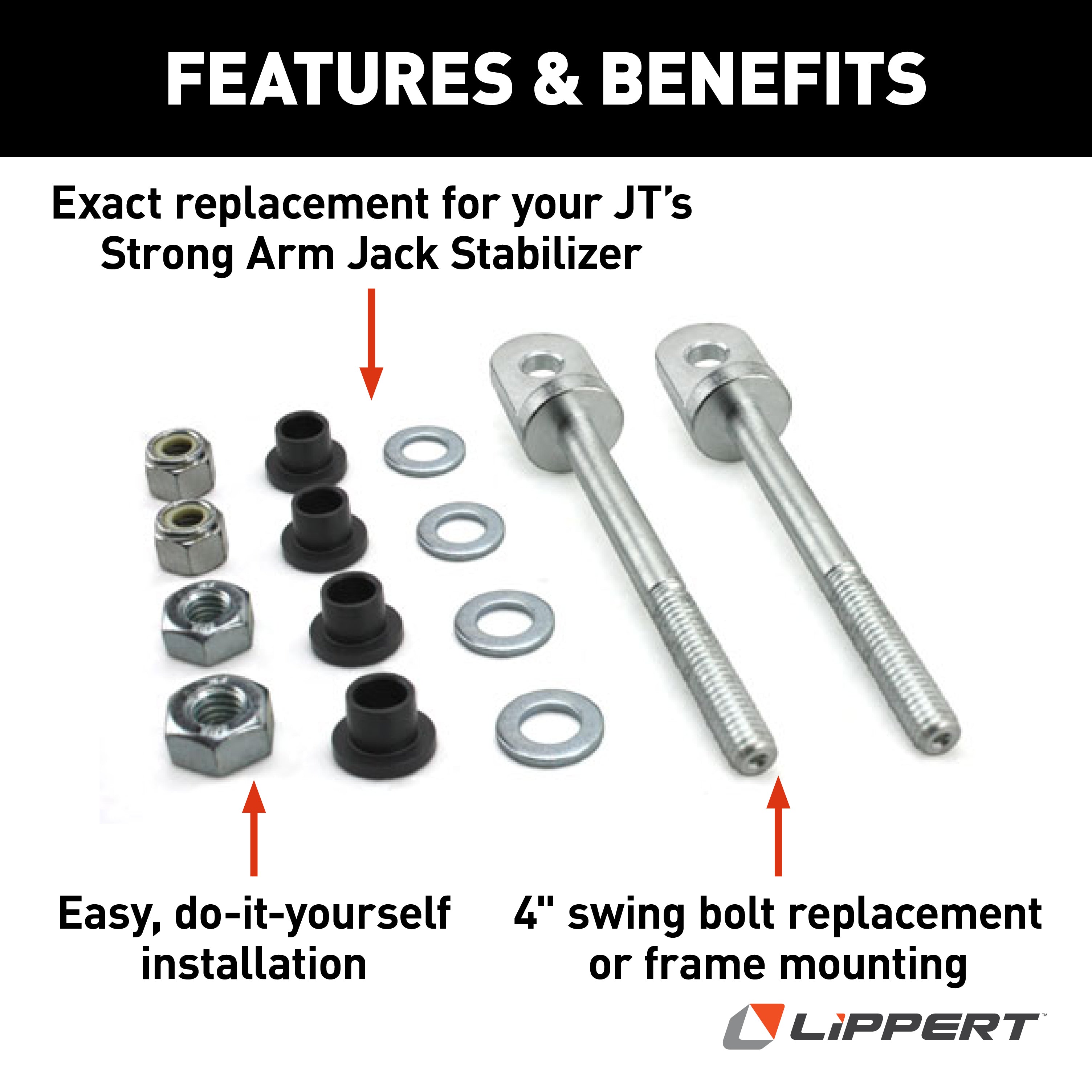 Lippert - Jt'S Strong Arm Rv Jack Stabilizer Swing Bolt Kit - 4" #314596 - Image 2