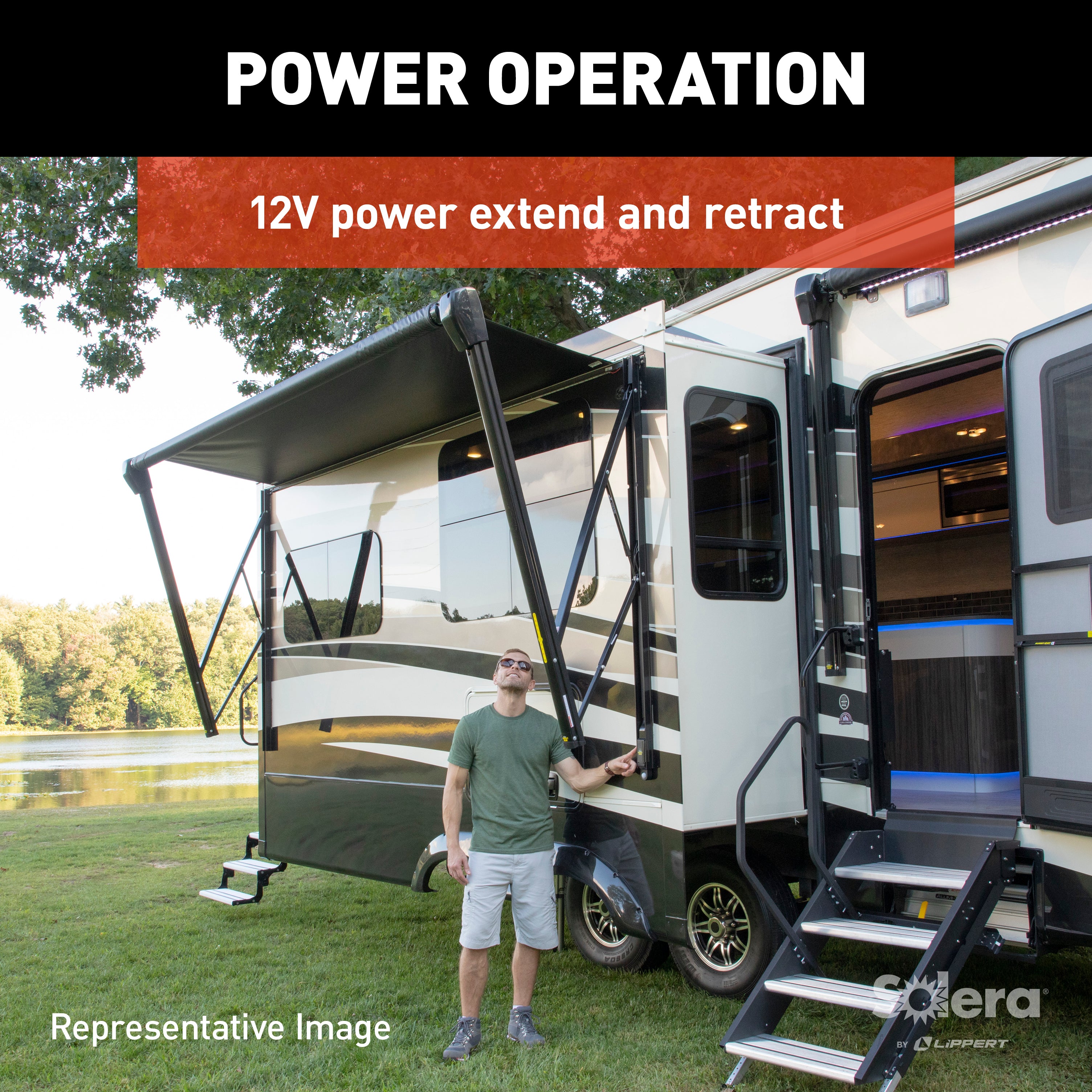 Solera Smart Arm 12V Rv Awning Arms & Hardware Kit - 69" Standard, White #759405 - Image 3