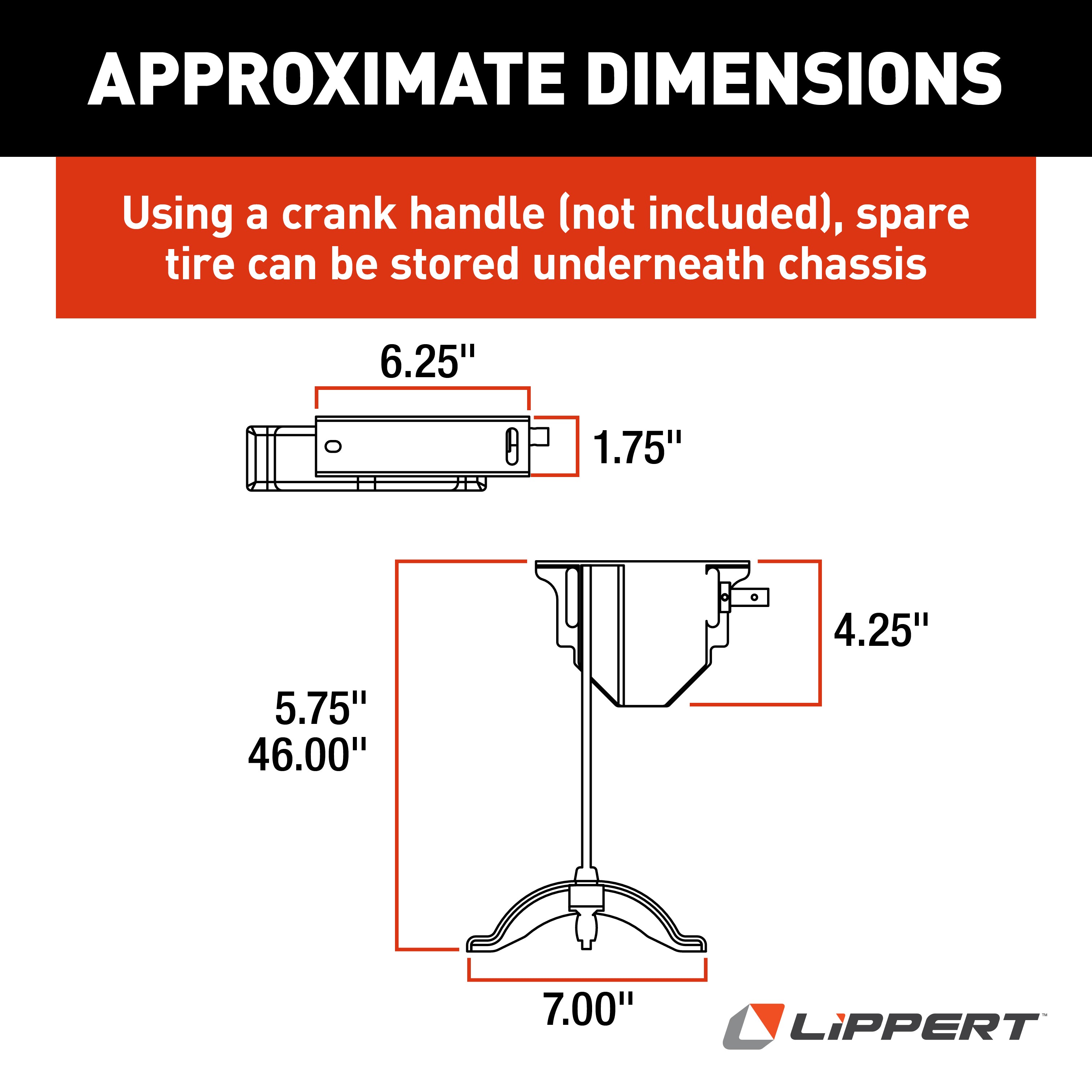 Lippert Replacement Spare Tire Winch With Offset Cable #159056