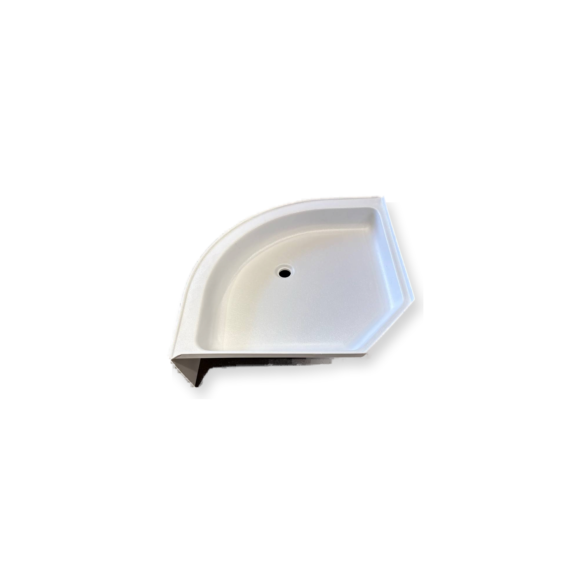 Lippert 209415 32 x 32 round front RV shower pan right drain - top view