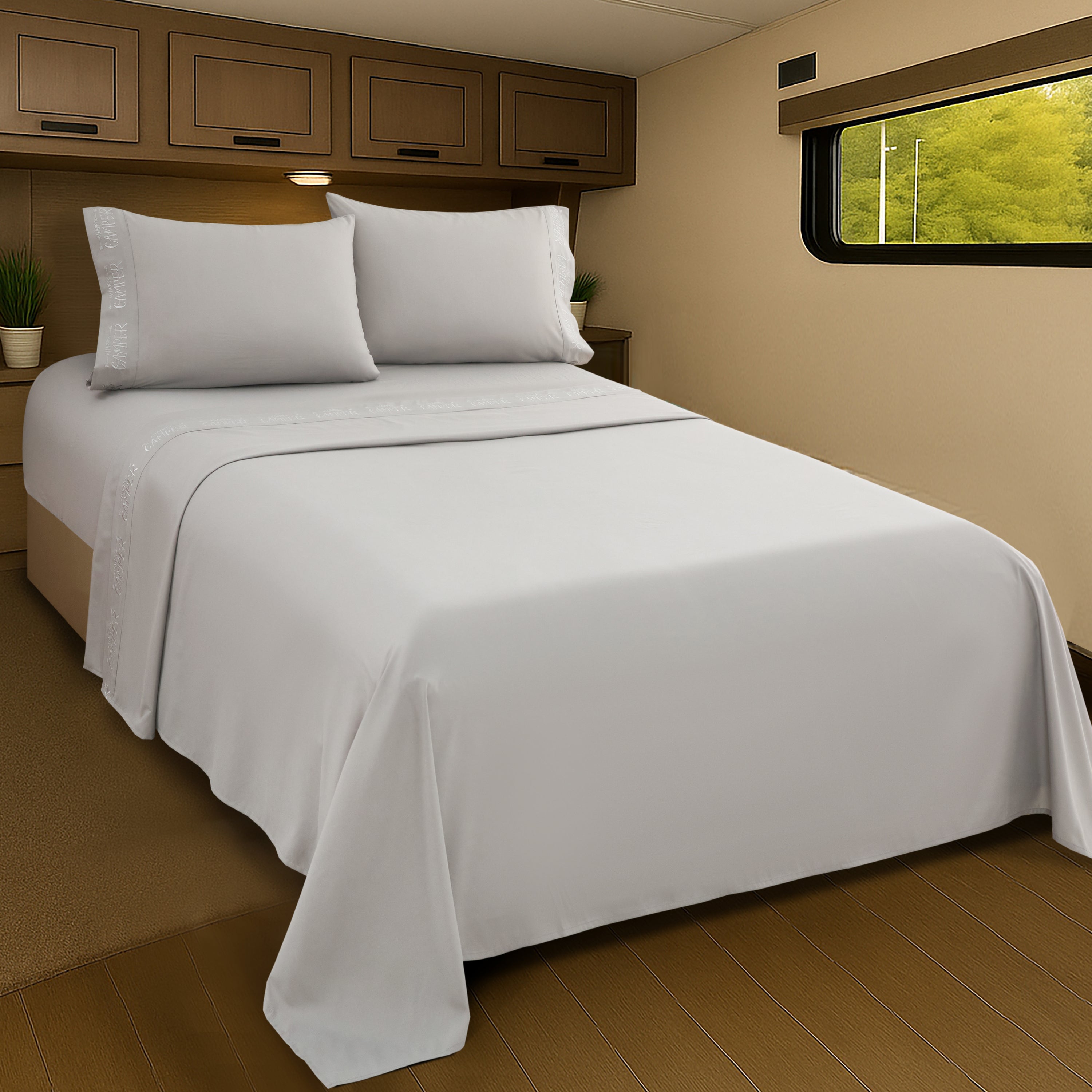 Wander & Rest™ Adjustable Microfiber RV Sheet Set - Grey