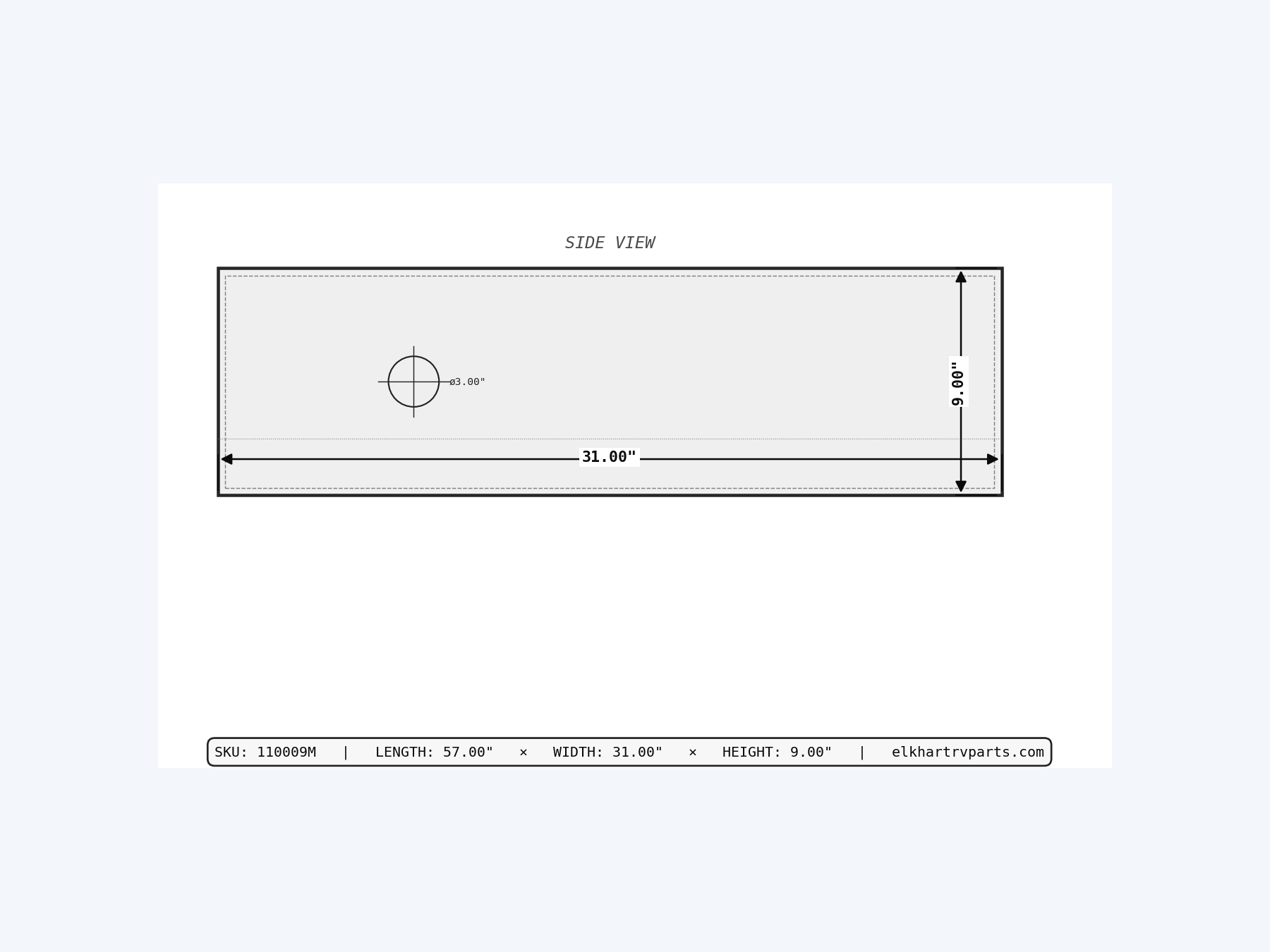 MAKS Plastics 50 Gallon Fresh Water Tank 57x31x7 Dual Cone Low Point Drain RV Motorhome 110009M support 05
