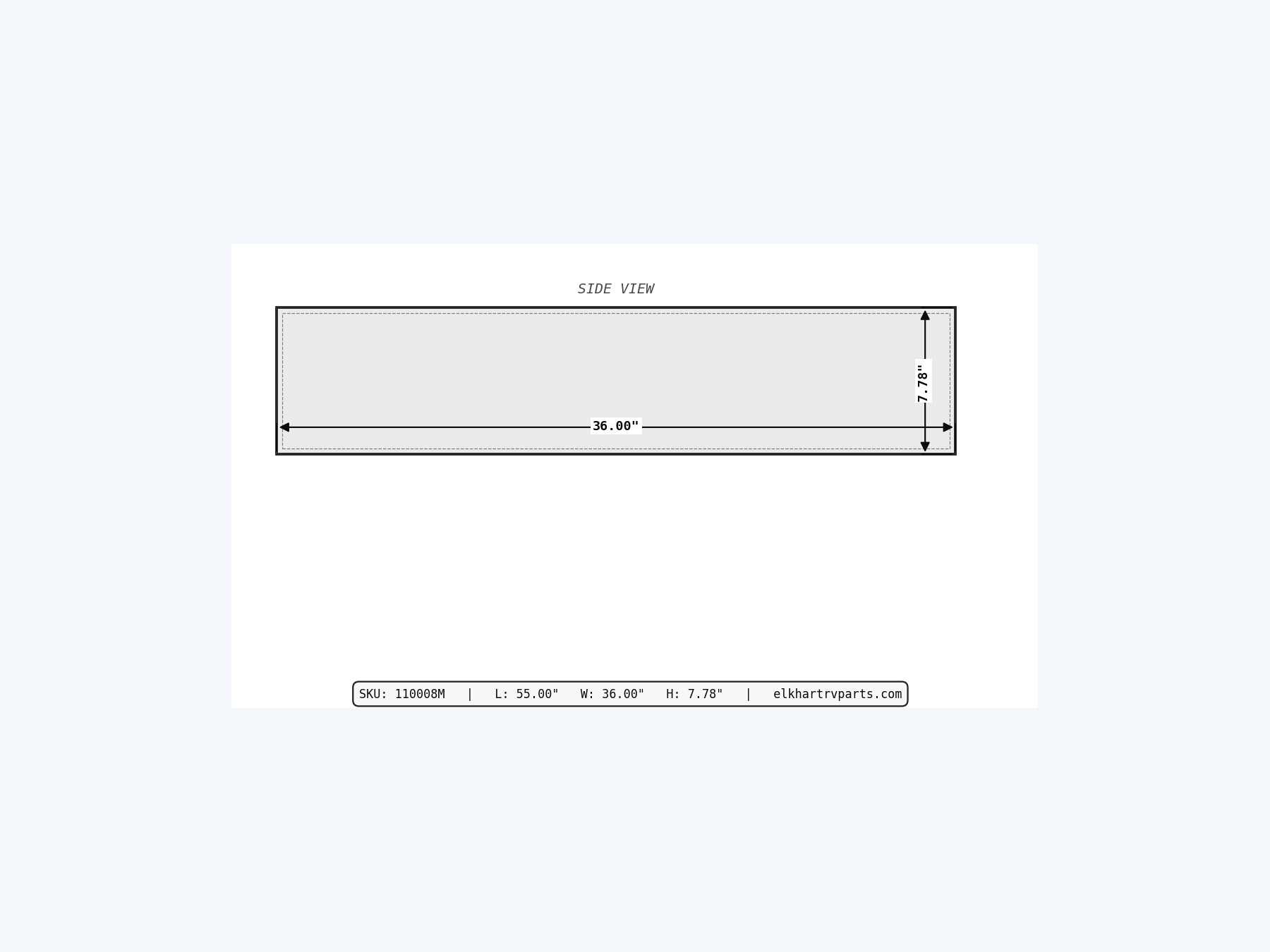 MAKS Fresh Water Tank 55 X 36 X 6 - 49 Gallons - End Center Low Point Drain - Narrow Spaced Ribs Tank top