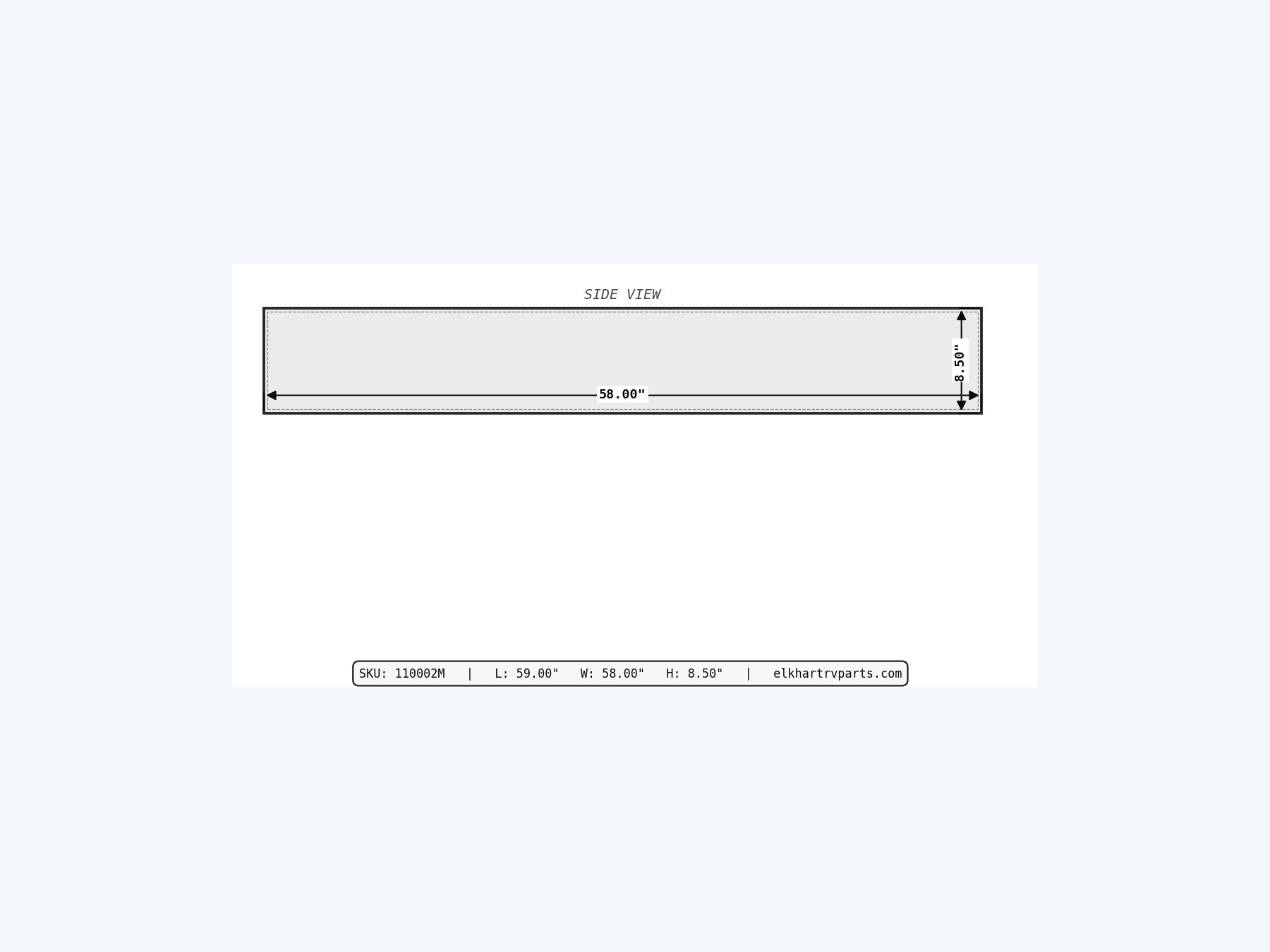 MAKS Fresh Water Tank 59 X 58 X 7 - 98 Gallons - End Center Low Point Drain - Outside Ribs Tank support 02