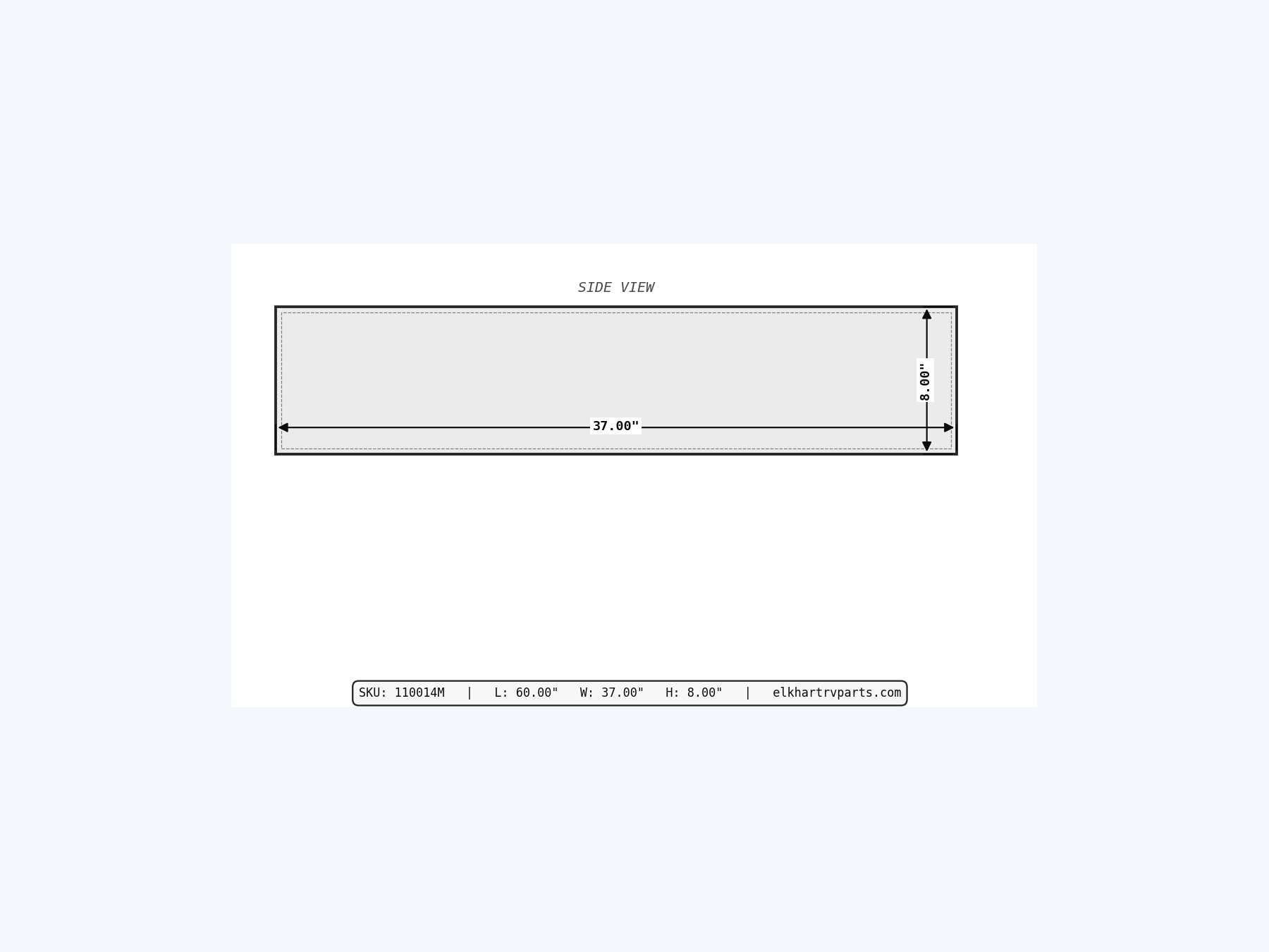 MAKS Fresh Water Tank 60 X 37 X 6.5 - 55 Gallons - End Center Low Point Drain - Molded Tank support 02