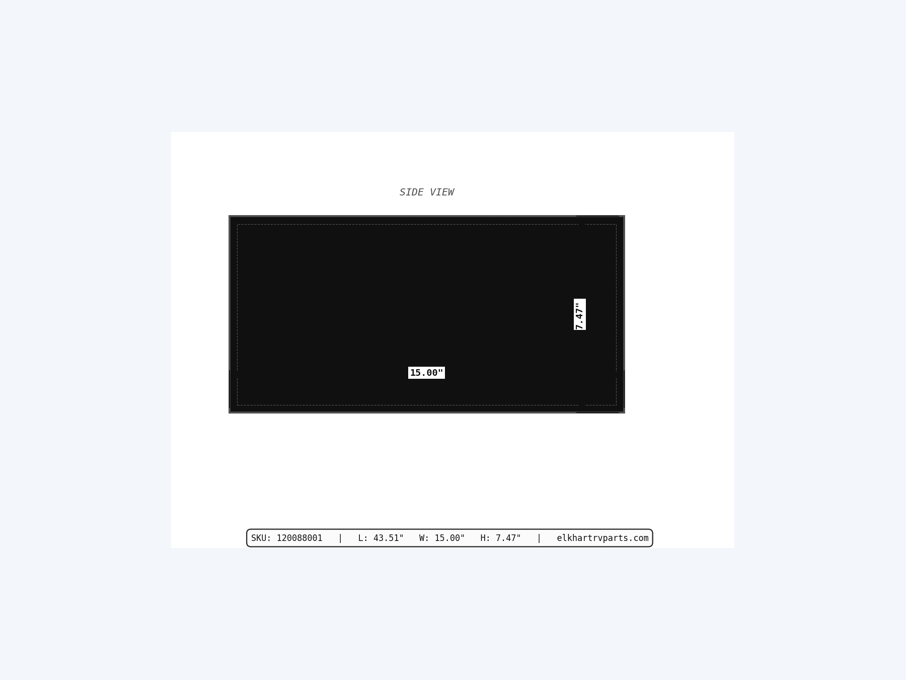 MAKS Holding Tank 40 X 15 X 7 - 14.5 Gallons - End Center Drain - Blank Tank support 01