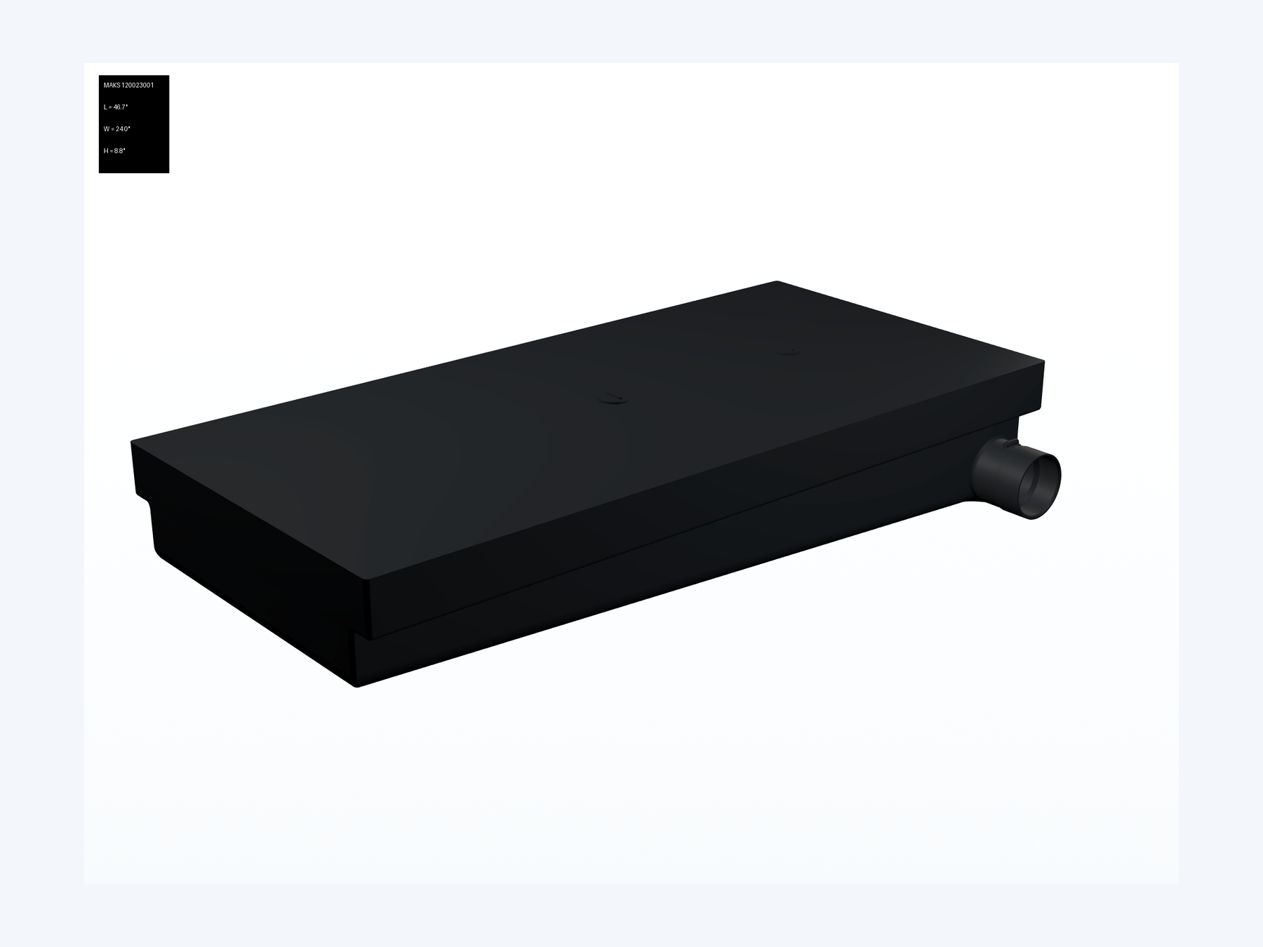 MAKS Holding Tank 46 X 22 X 8.5 - 27 Gallons - Side Right Hand Drain - Blank Tank (hero)