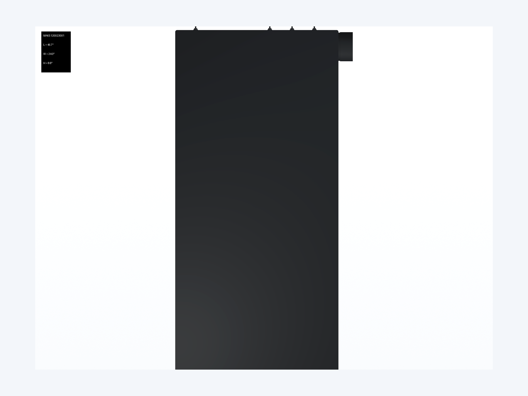 MAKS Holding Tank 46 X 22 X 8.5 - 27 Gallons - Side Right Hand Drain - Blank Tank support 01