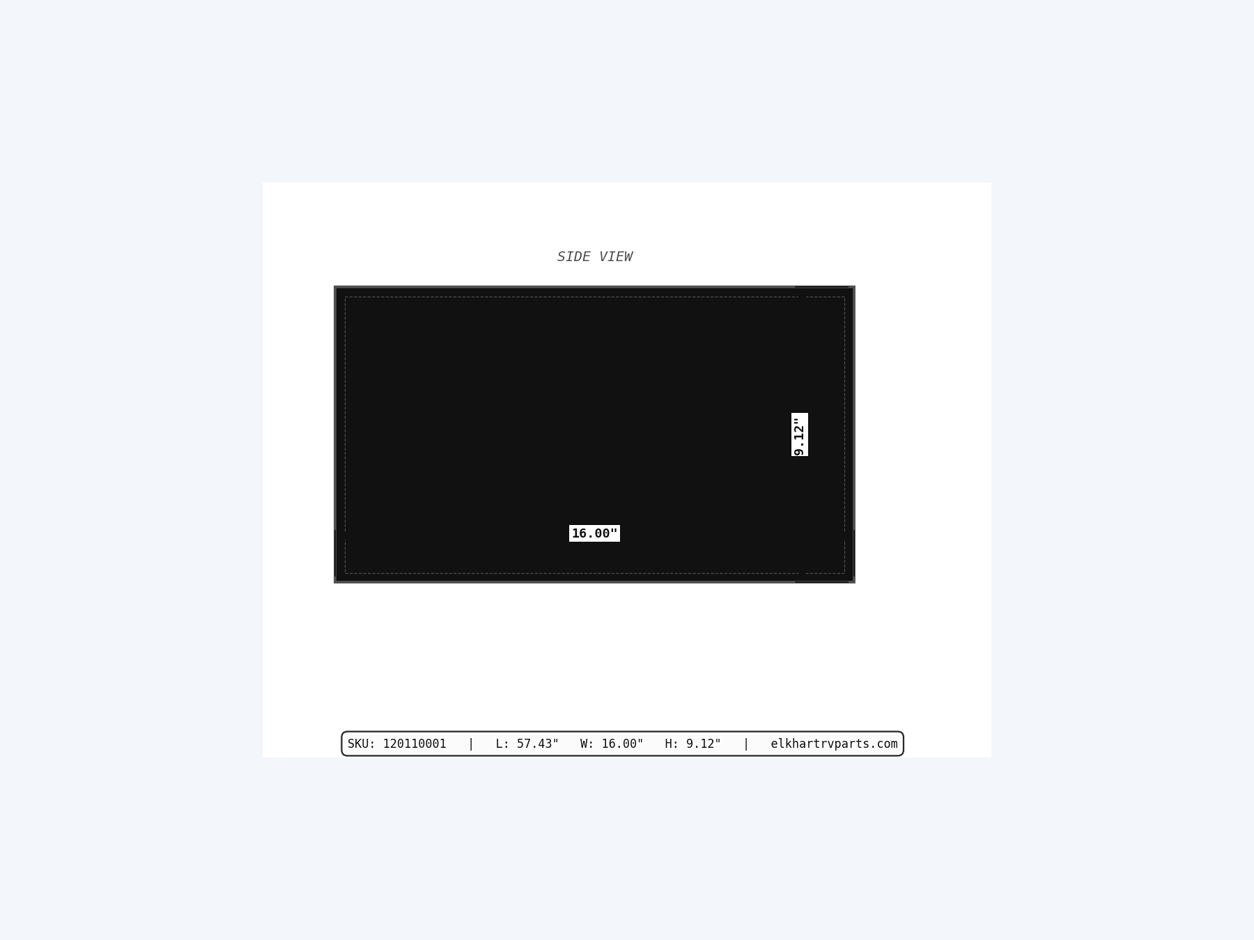 MAKS Holding Tank 54 X 16 X 8.5 - 22.5 Gallons - End Center Drain - Blank Tank reference close