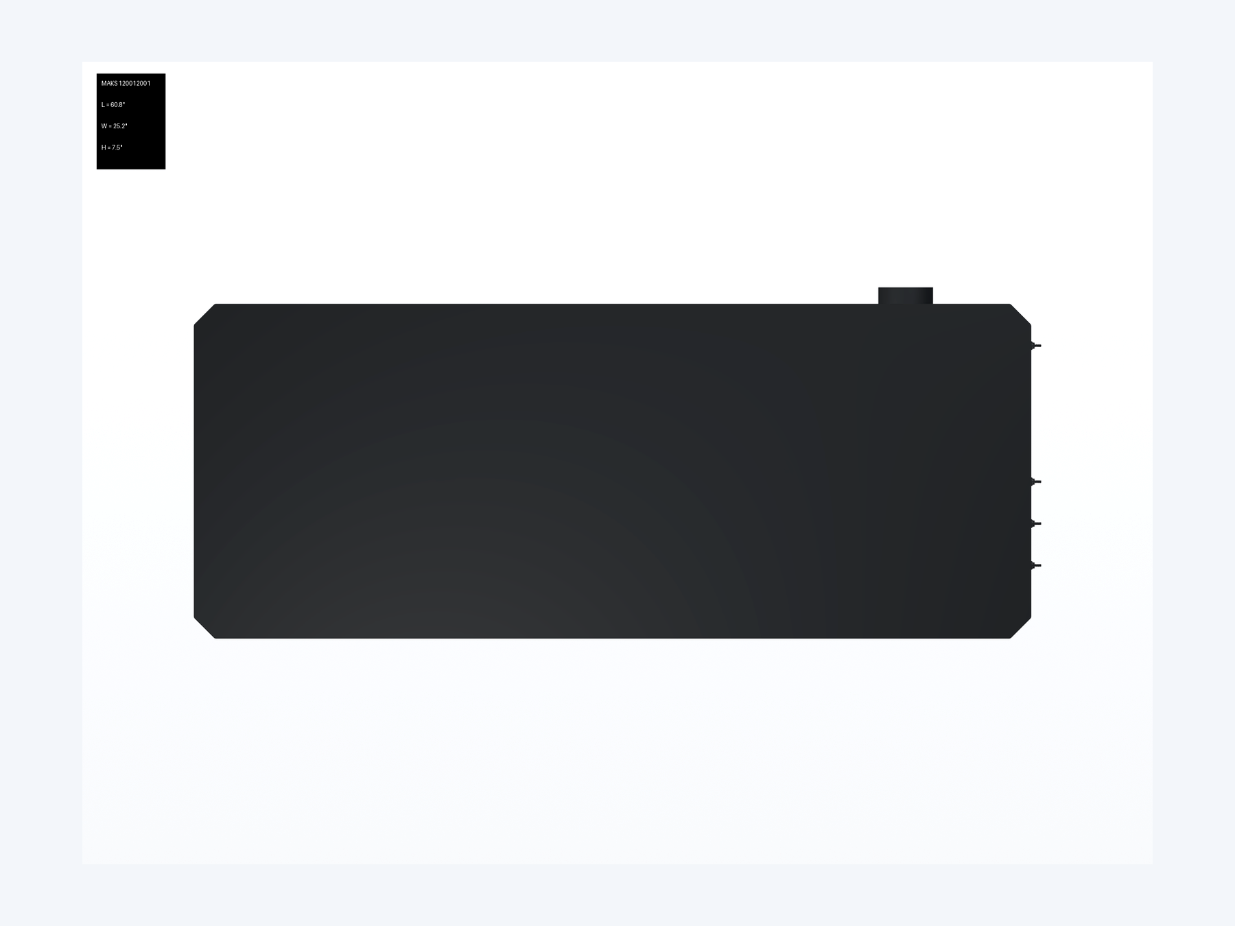 MAKS Holding Tank 60 X 24 X 7 - 29 Gallons - Side Left Hand Drain - Blank Tank support 01