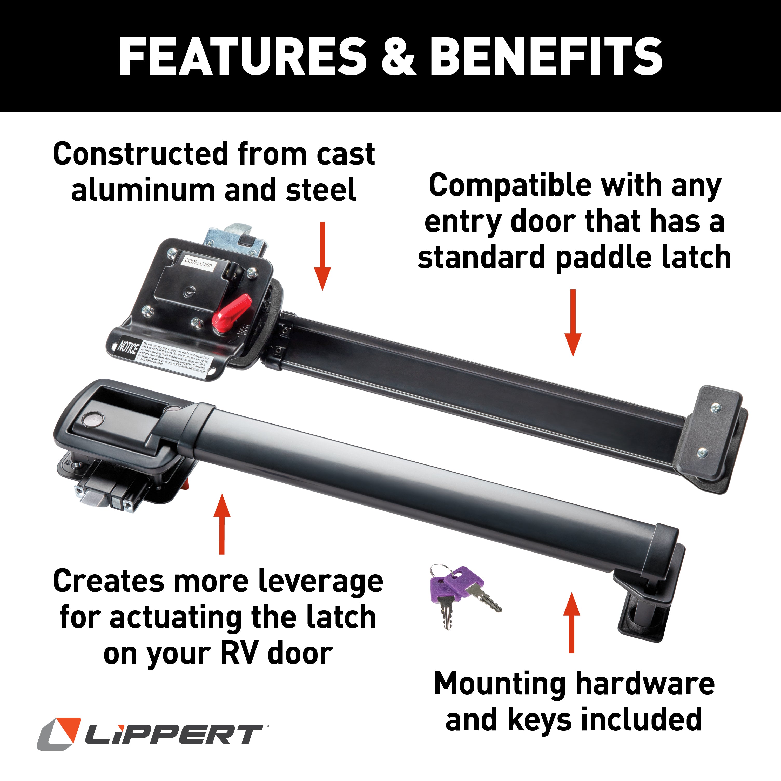 RVLS00 Latchxtend RV Door Handle Extension - Lippert | OEM RV Part