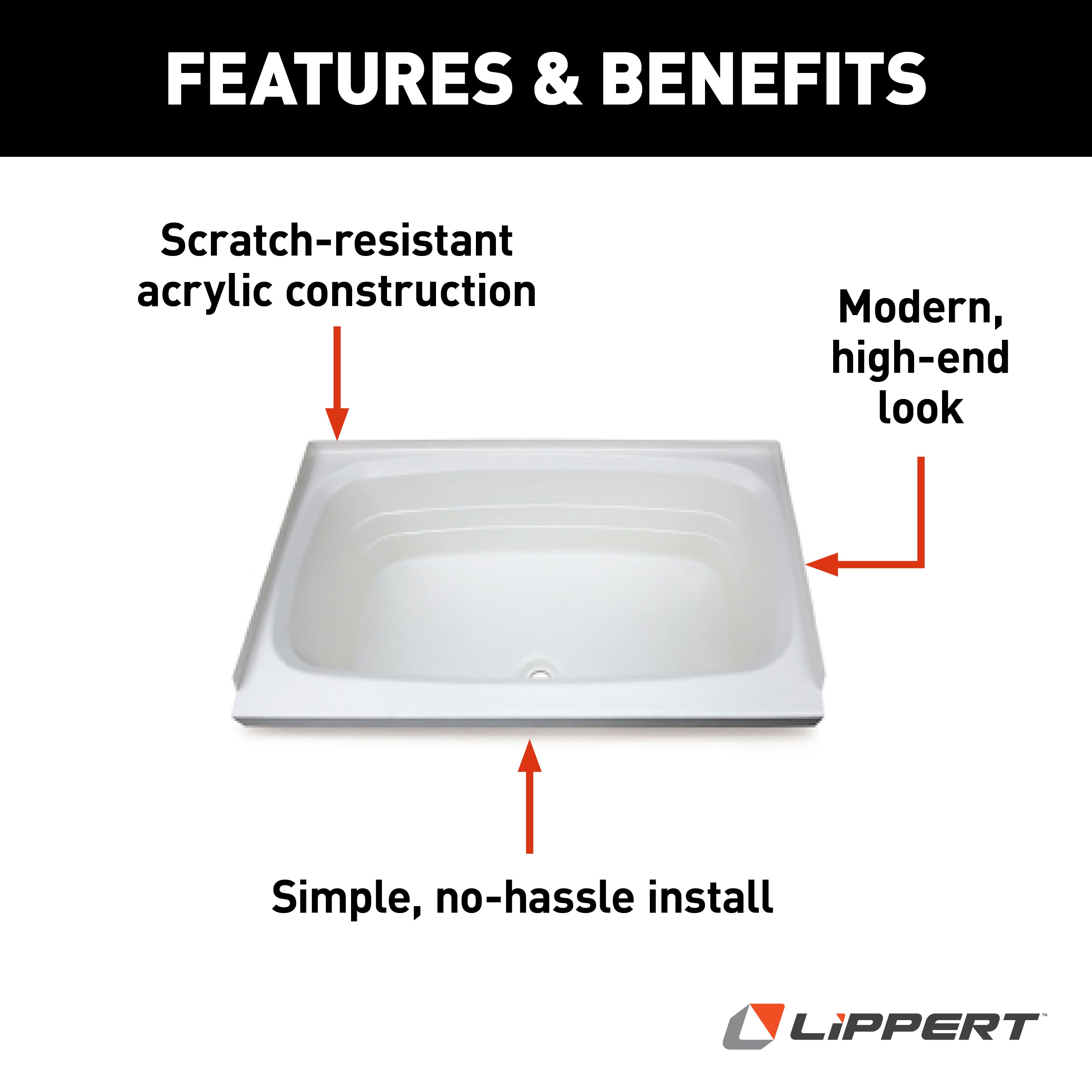 Lippert Bathtub With Center Drain - 24" X 36", White #W2436Cdspk - Image 6