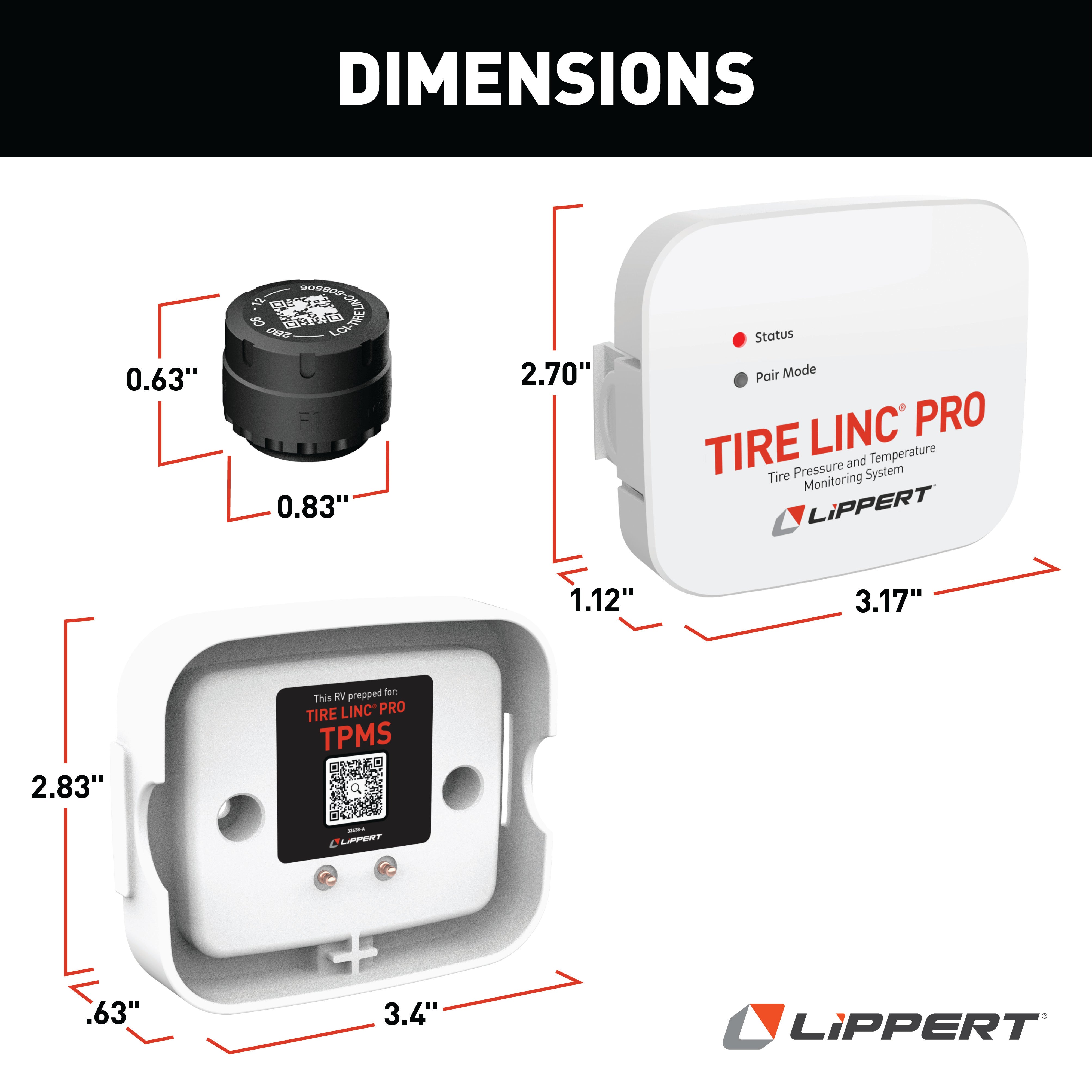 Lippert - Tire Linc PRO RV TPMS - 2-Tire Sensor Kit - Apple CarPlay & Android Auto - Expandable to 15 Sensors - #2024115887