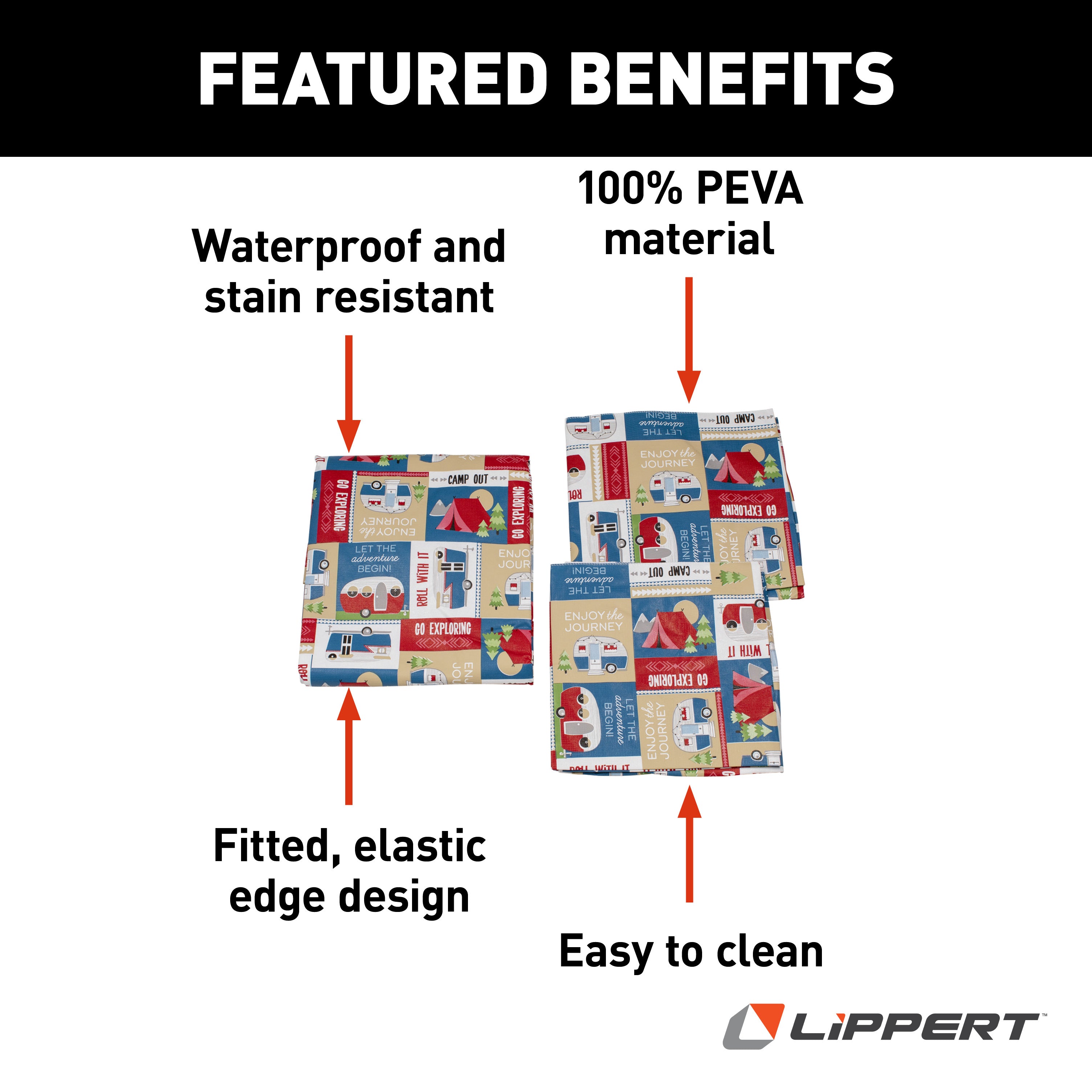 Lippert Vinyl Tablecloth With Bench Covers - Camping Patchwork #2022107835 - Image 4