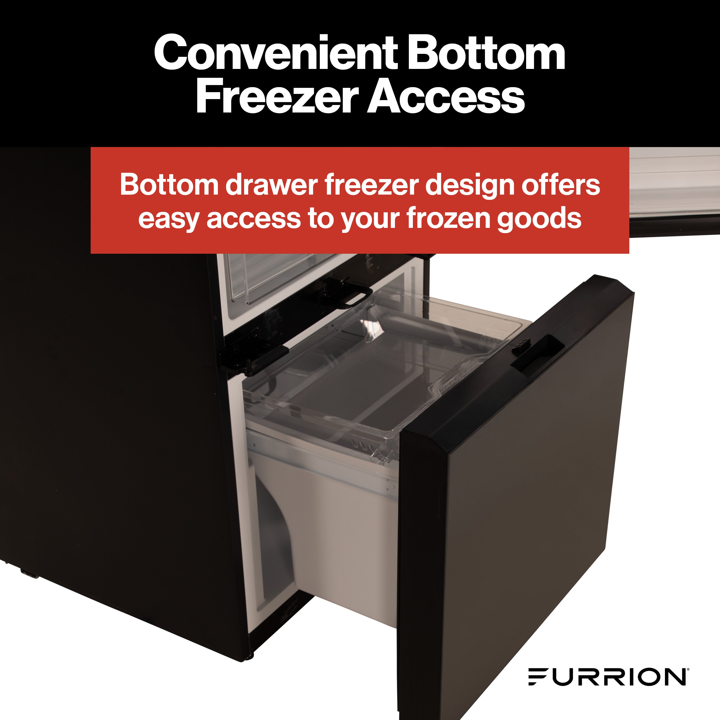 Furrion Rv Refrigerator - 12V, 10.7 Cu. Ft., Dual Swing Doors, Bottom Drawer Freezer, Black Glass Finish #Fcr10Dcgba-Bg-Ds - Image 6