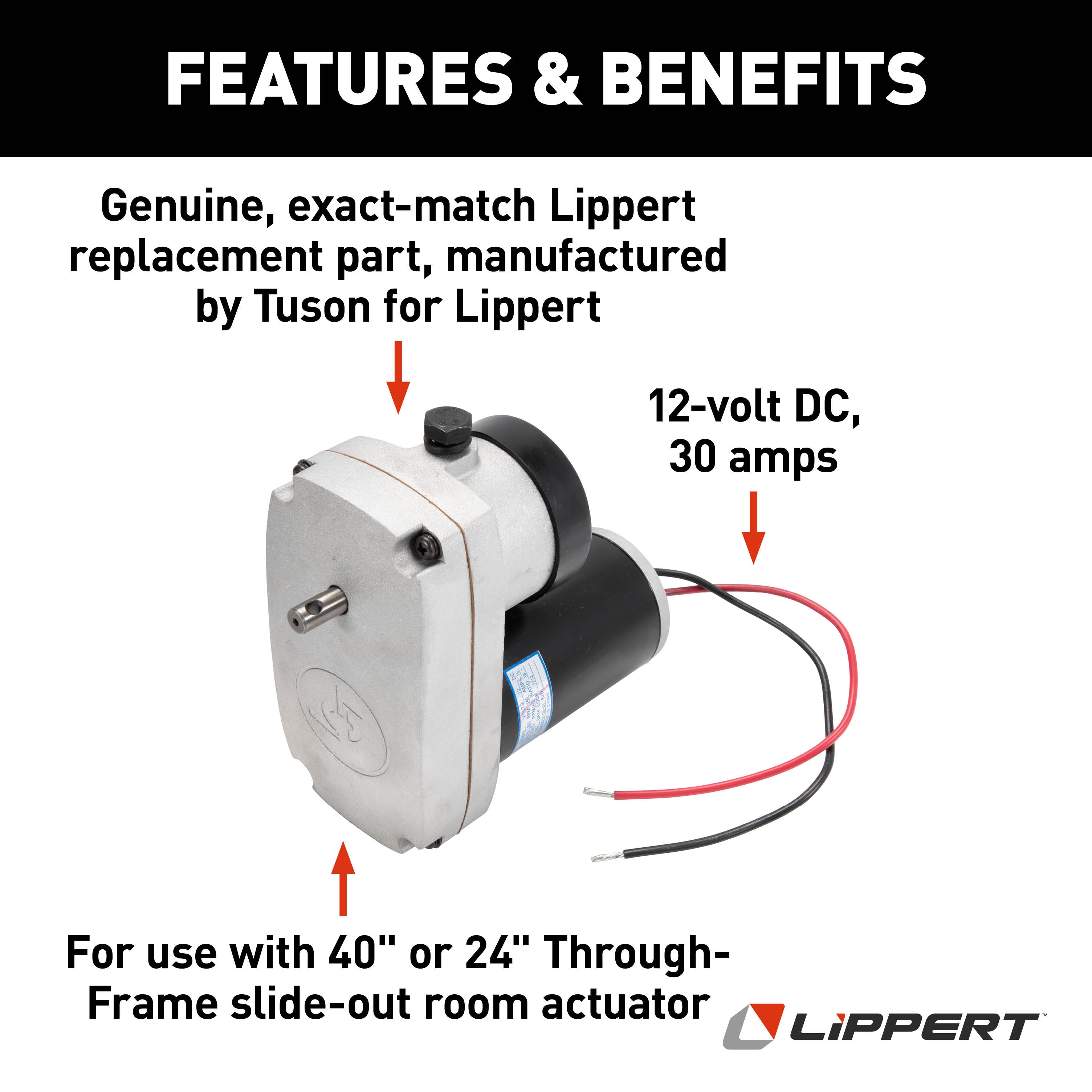 Lippert Replacement Through-Frame Slide-Out 18:1 Tuson Motor Without Actuator #1-065-041-012 - Image 5