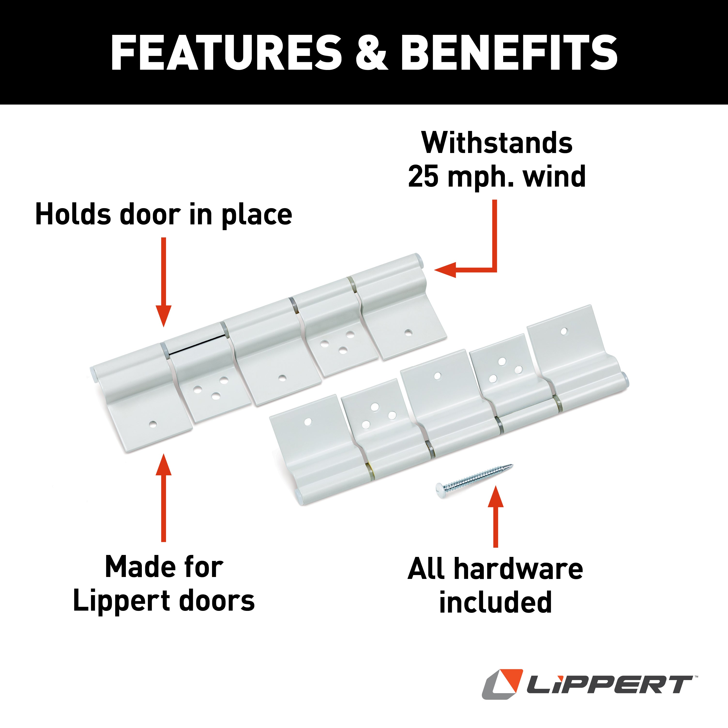 Lippert Friction Hinge Kit For Rv Entry Doors - White #2020109835 - Image 2