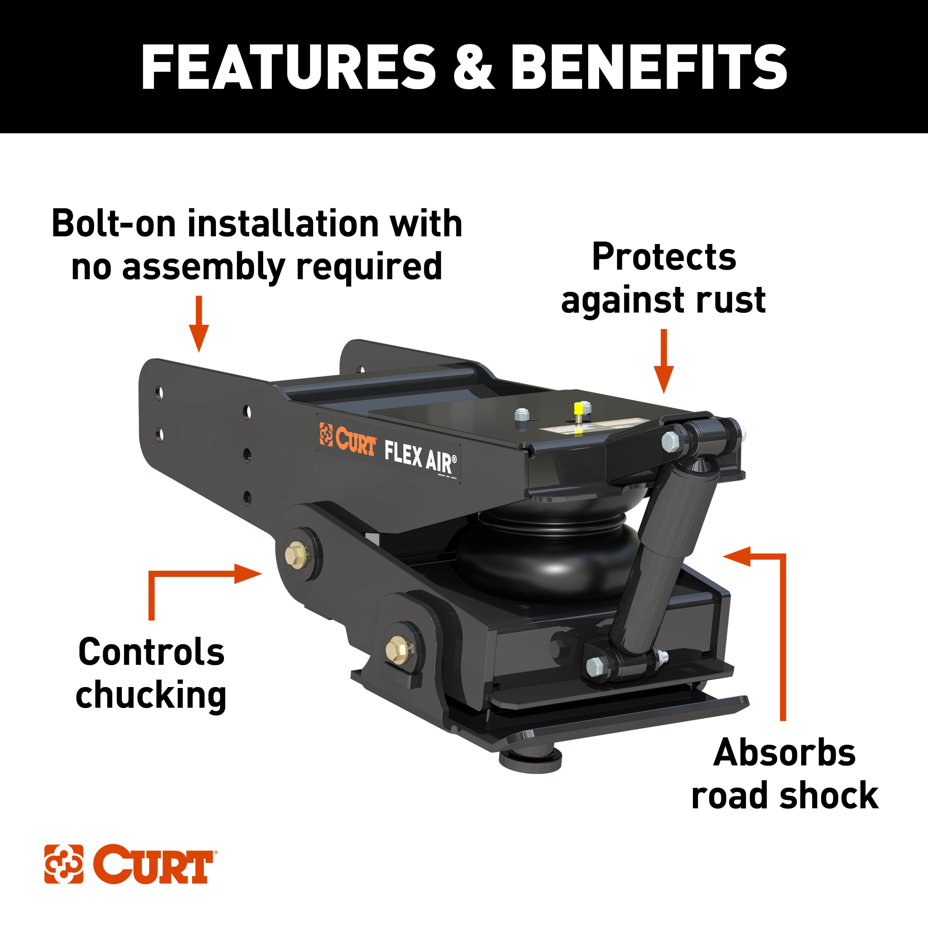Curt L05 Flex Air 5Th Wheel Pin Box - 21,000 Lbs. - Image 2