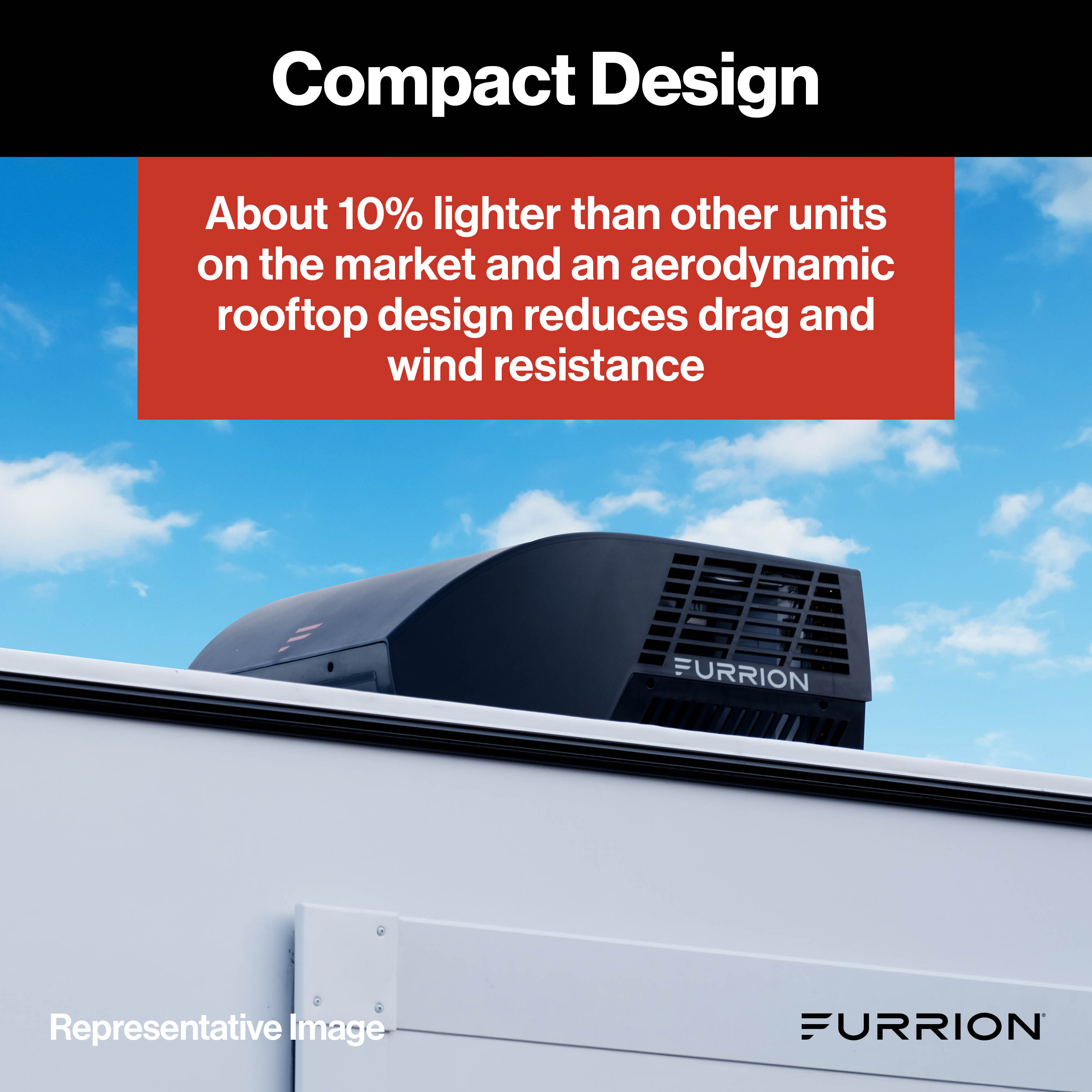 Furrion® - Chill® Cube Variable Speed RV Rooftop Air Conditioner - 18K BTU with Heat Pump - Black, Non-Ducted - 27.5" x 27.5" x 11.5" - #2025008217