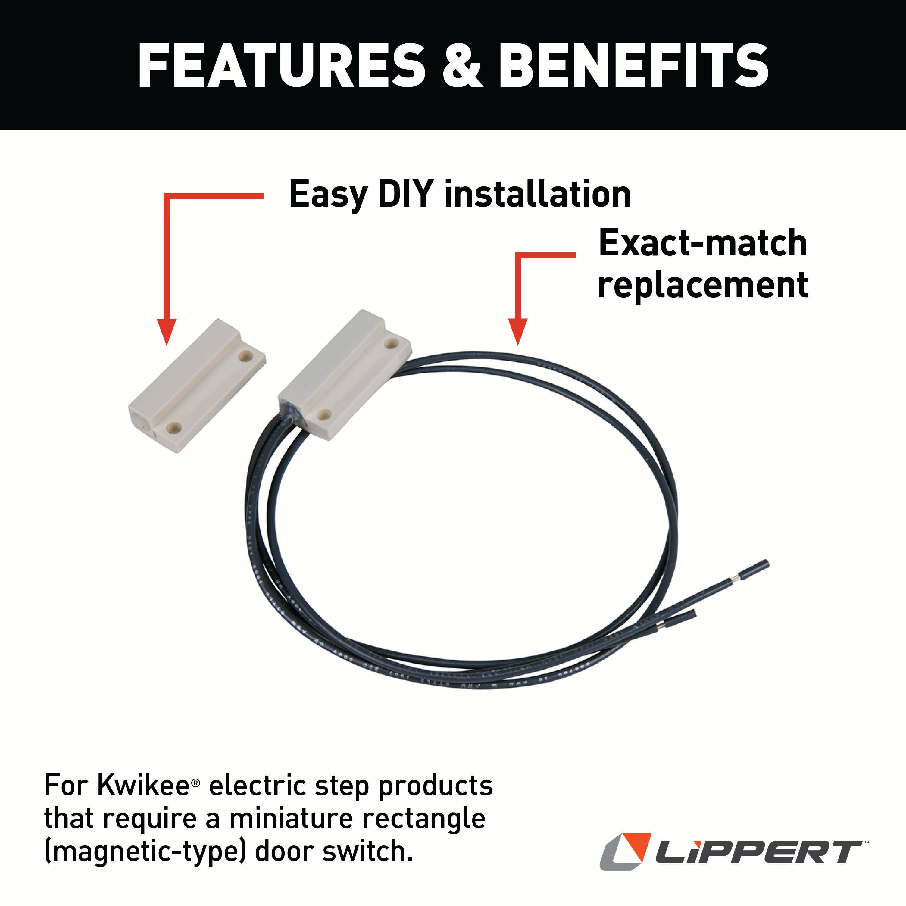 Lippert - Kwikee Miniature Rectangle Door Switch Kit - White - Image 2