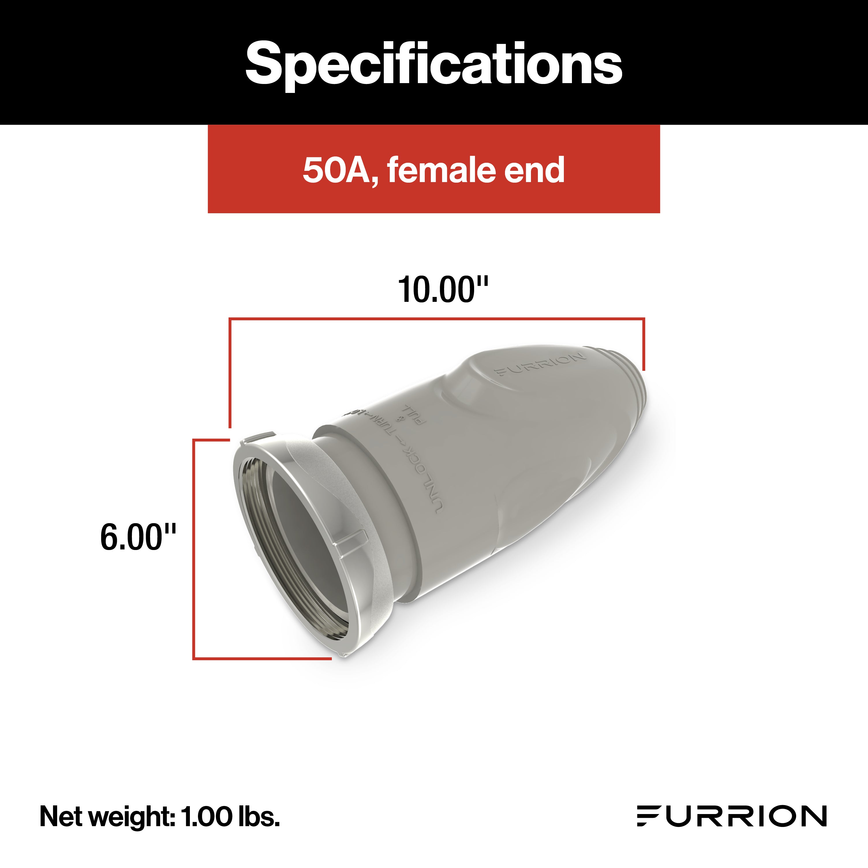 Furrion 50A Female Connection Cover - Titanium #F50Cvl-Ss - Image 2