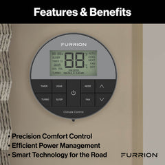 Furrion - Chill Cube Ducted RV Rooftop Air Conditioner Single-Zone Wall Thermostat - Turbo Cool Mode - 3 Fan Speeds - 6" x 4" x 4" - FACW13VSDA-BL-AM / FACC13VSD-AM