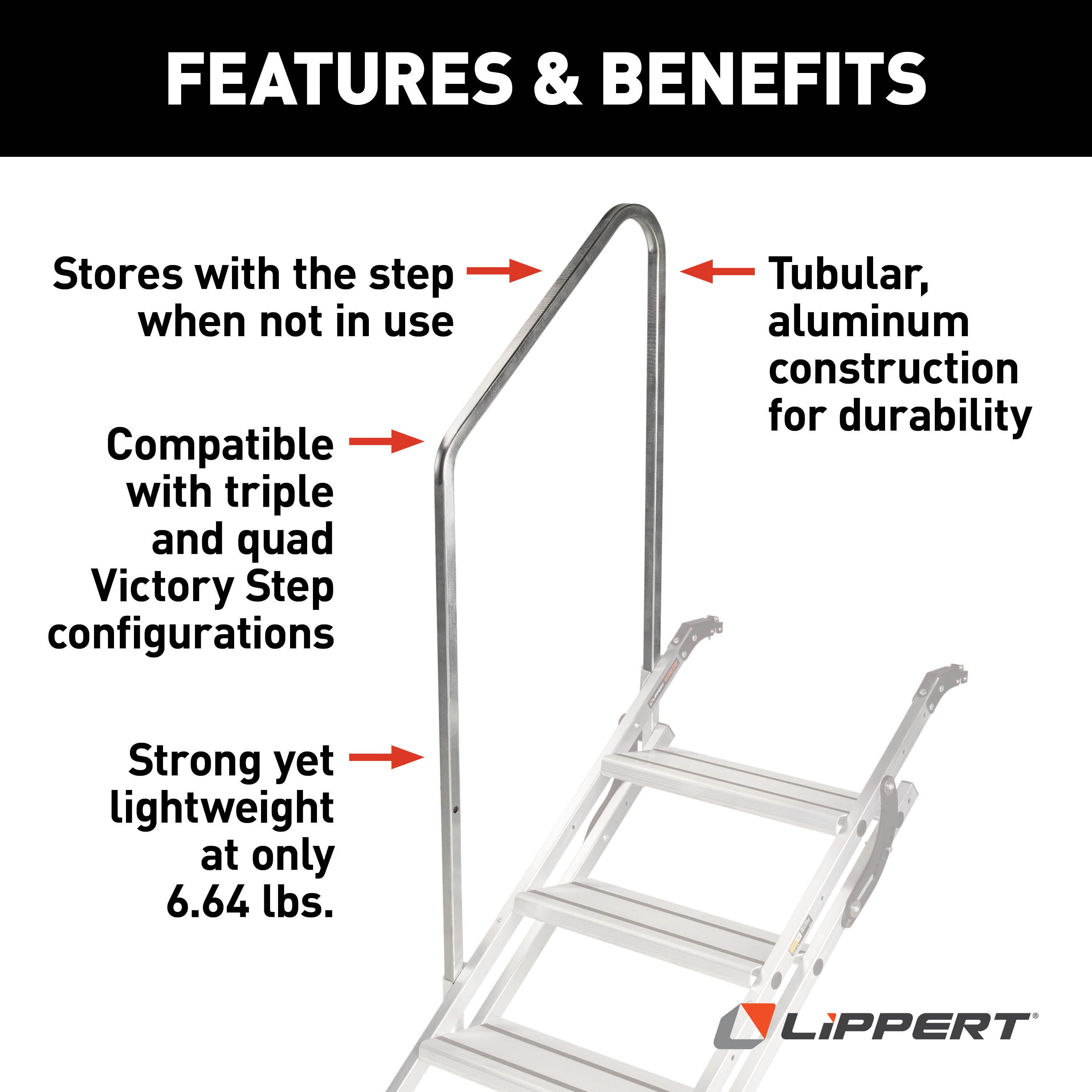 Lippert Victory Step Entry Assist Handrail For Rv Steps - Image 2