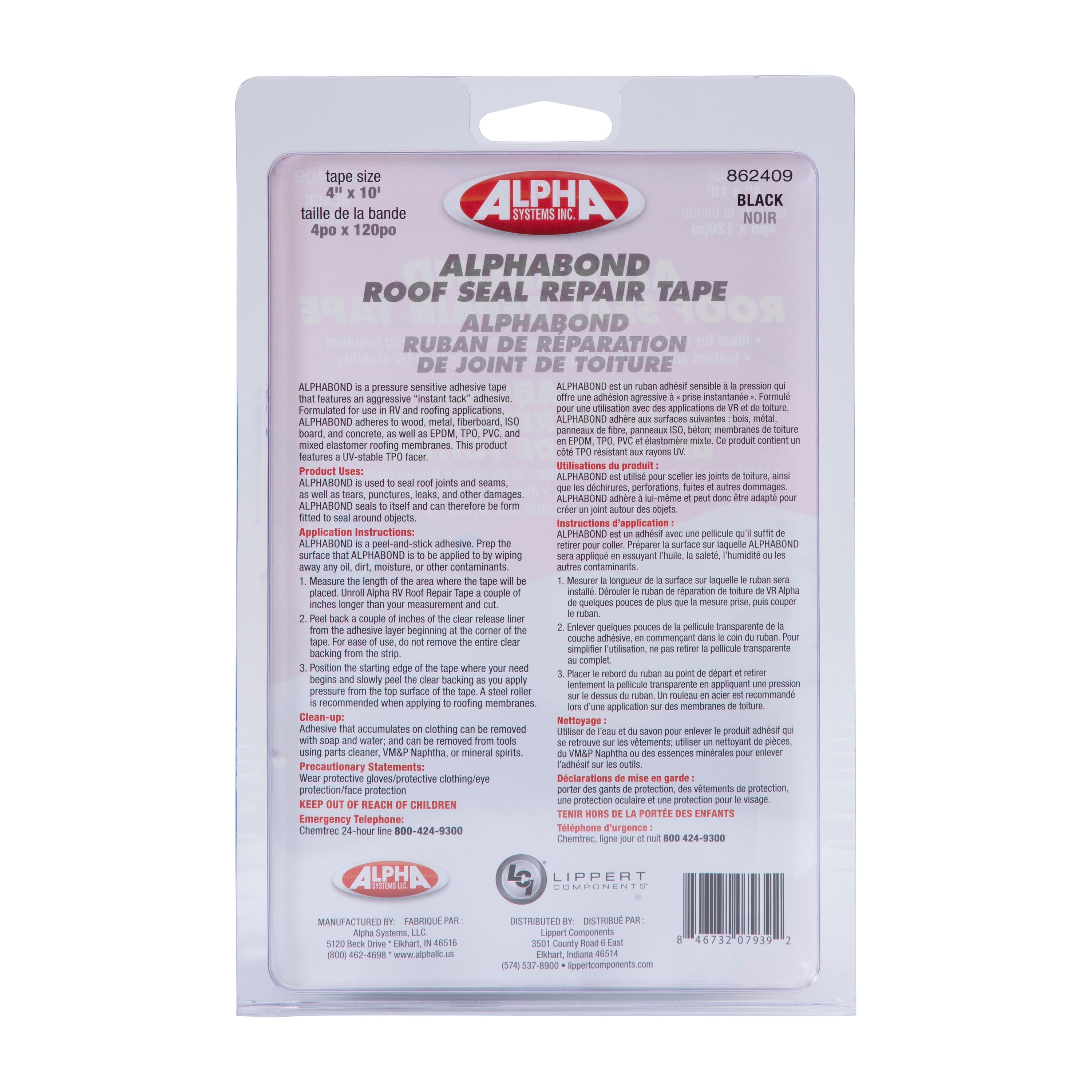 Alpha Systems - Alphabond Tpo Tape 4" X 10' Repair Tape, Black - Image 2