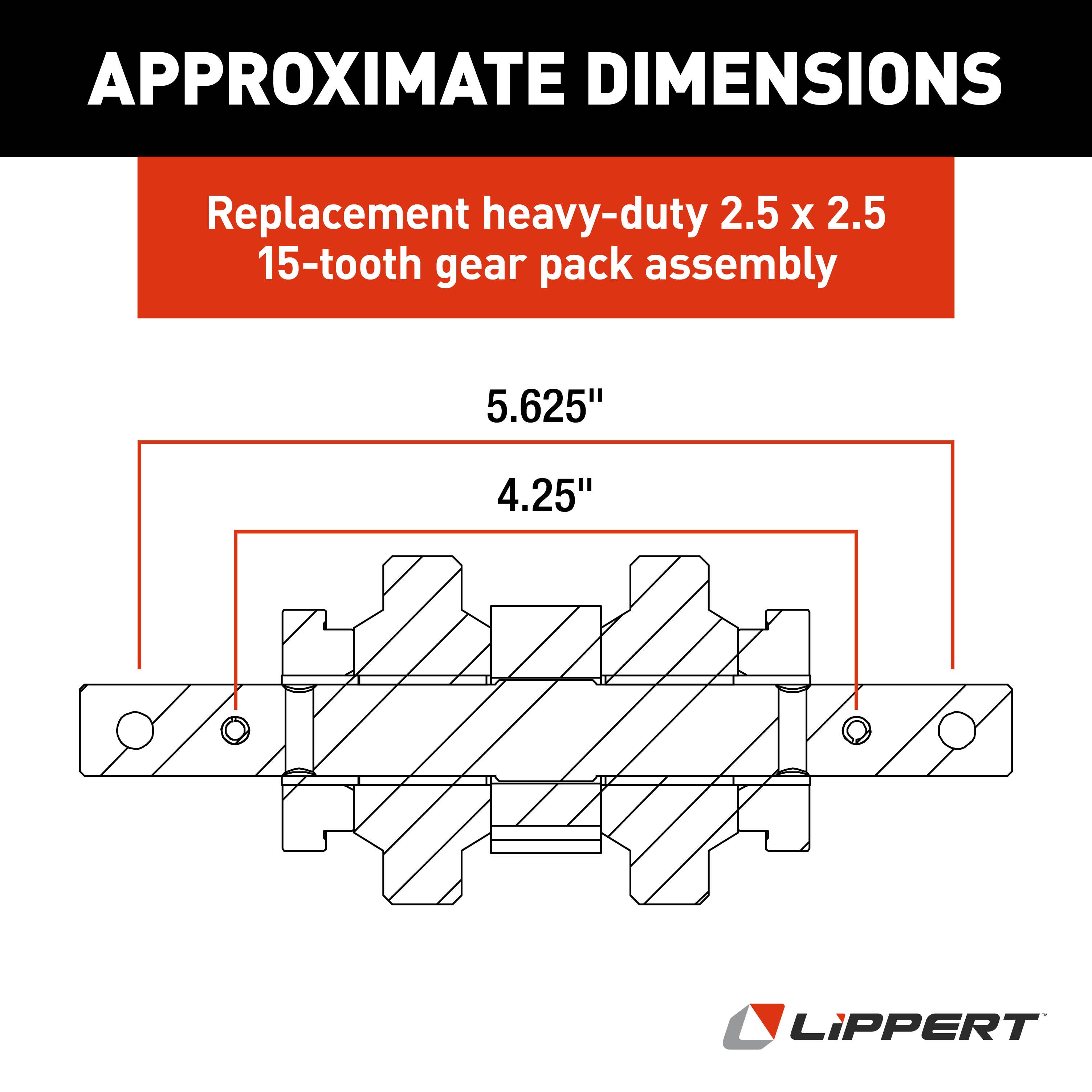 Lippert Replacement 2.5 X 2.5 Heavy-Duty Rv Through-Frame Slide-Out Gear Pack Assembly #123356 - Image 3
