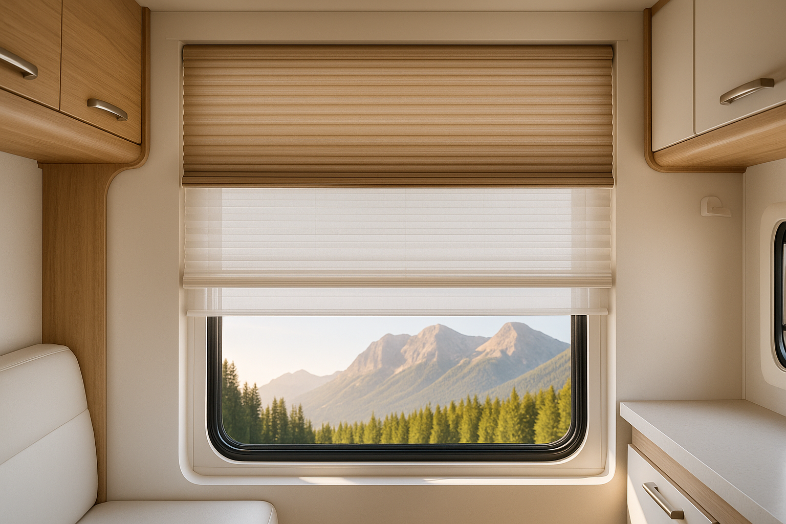 United Pleated Day/Night Shade - Dark Taupe night fabric