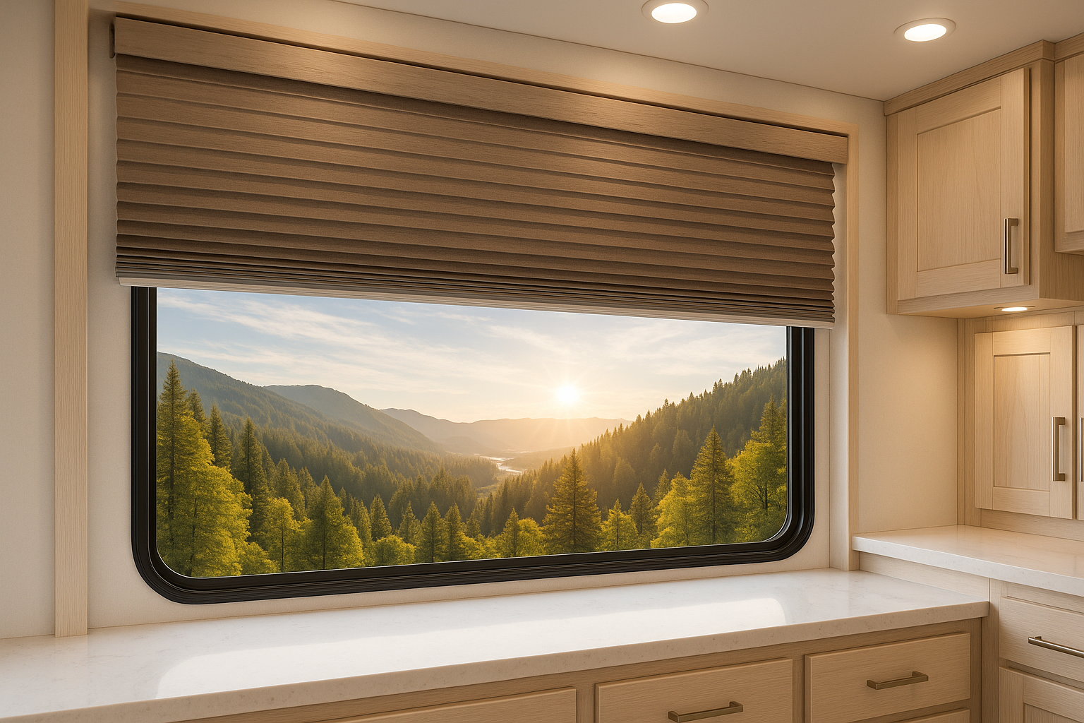 United Pleated Day/Night Shade - Snow night fabric