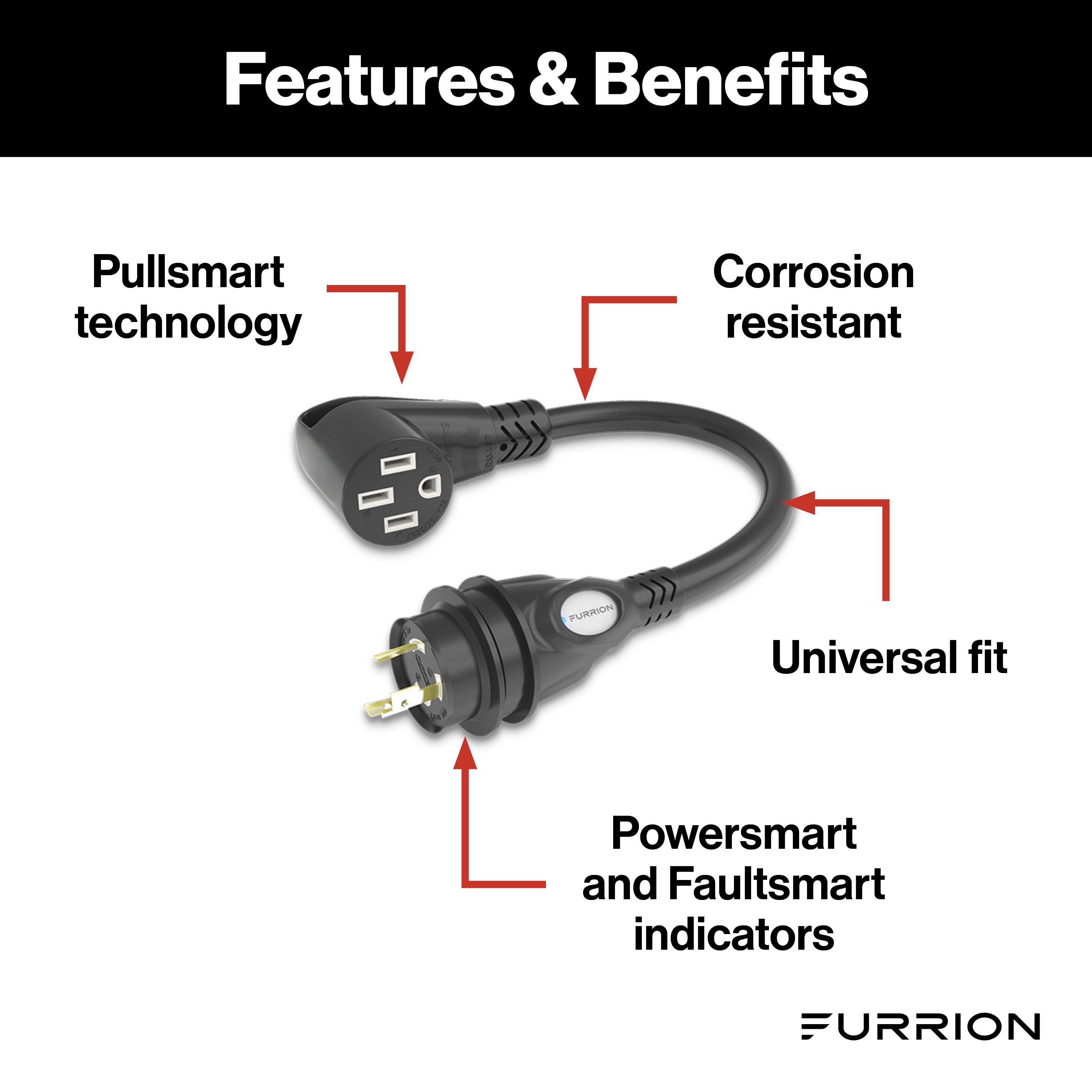 Furrion Pigtail Adapter - 50A Connector To 30A Plug, Black #Fp5230R-Sb - Image 3
