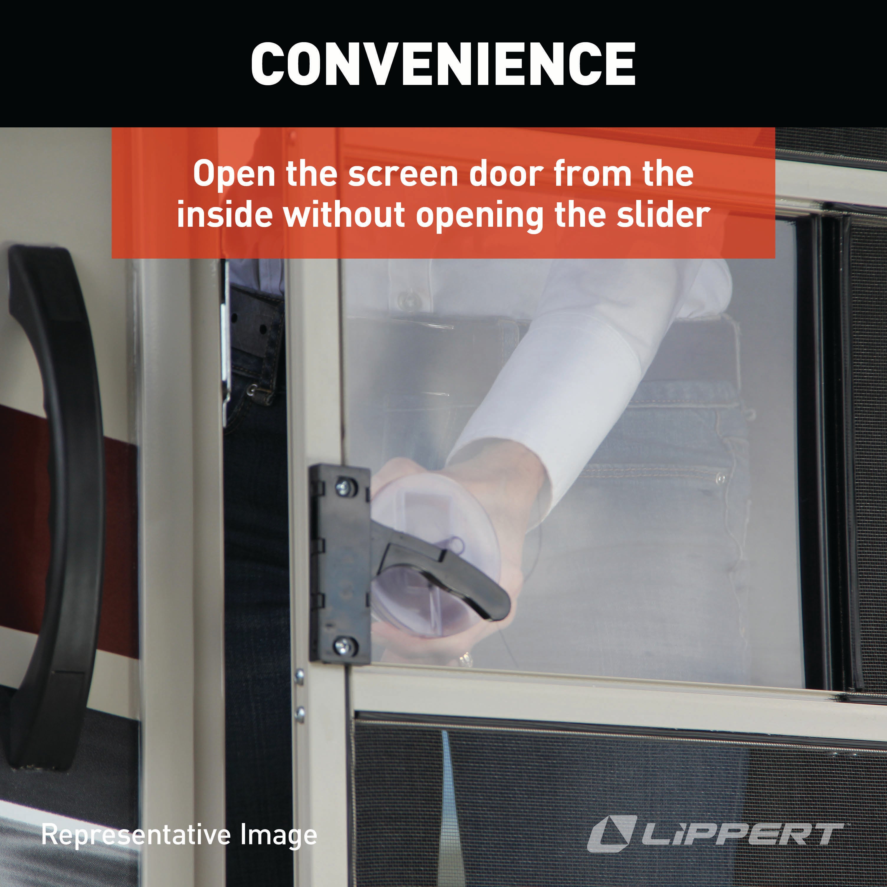 Lippert Rv Screen Door Slider Panel With Push-Down Knob Opener #239061 - Image 5