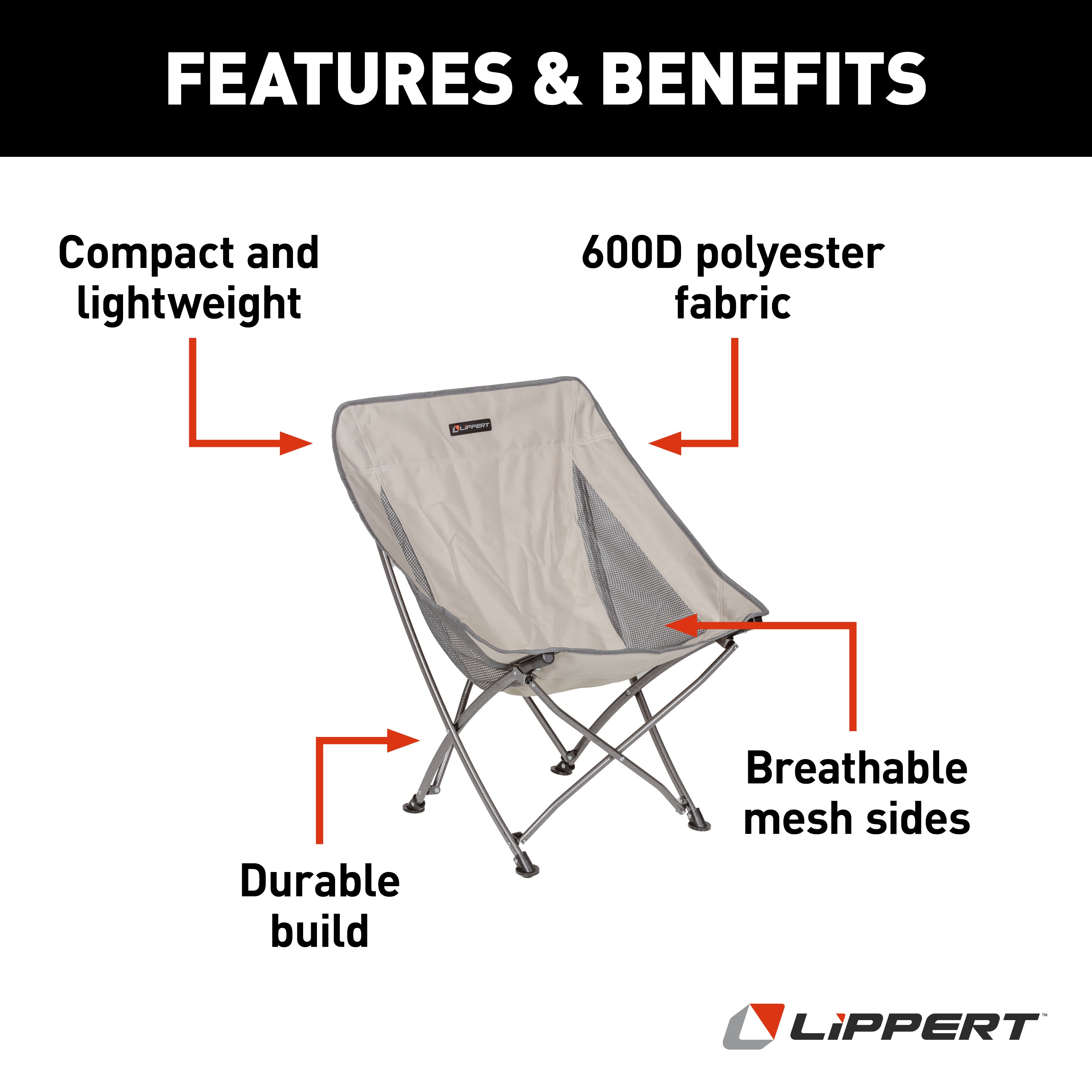 Lippert Baja Compact Camping Chair - Sand - Image 2