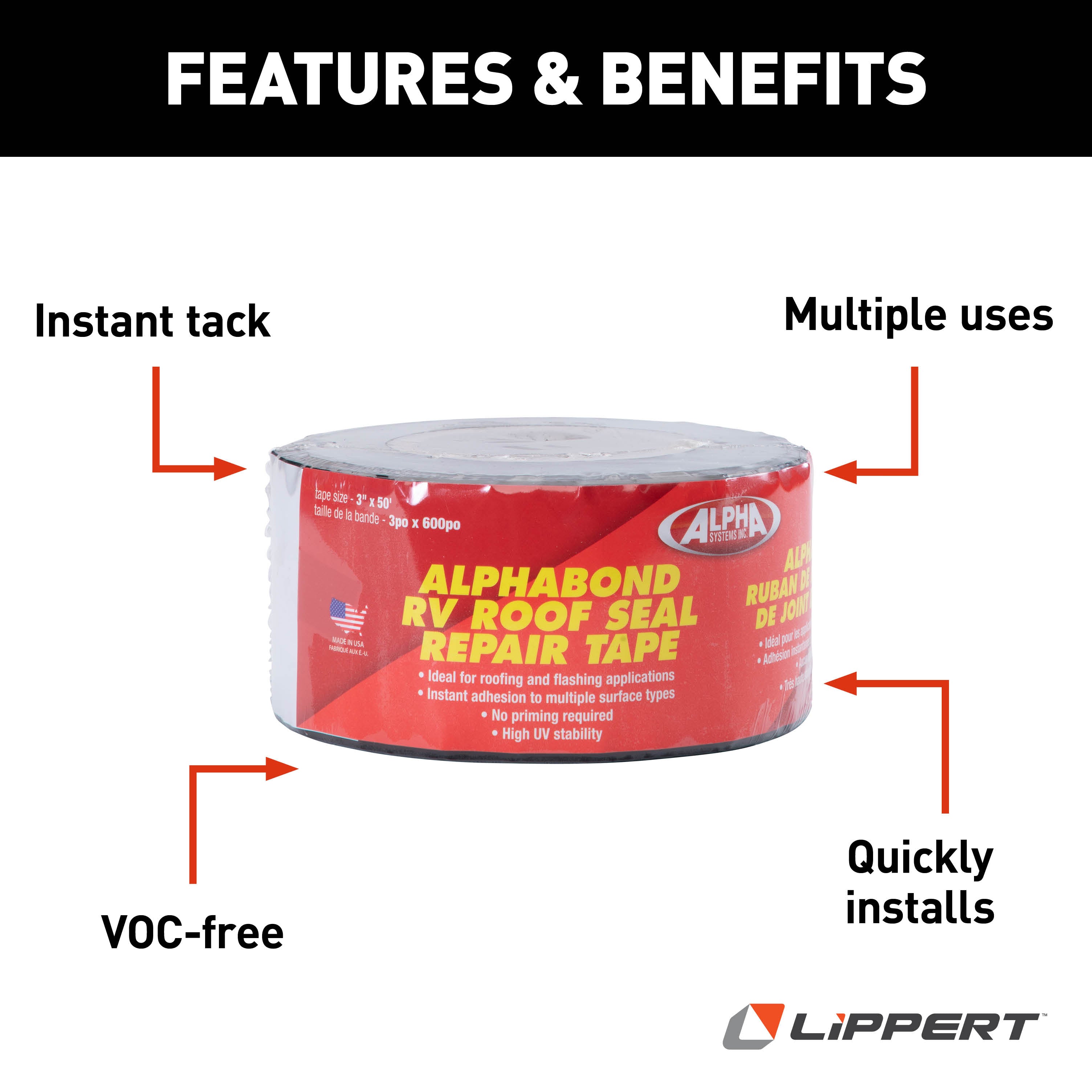 Alpha Systems - Alphabond Tpo Tape 3" X 50', Black - Image 4