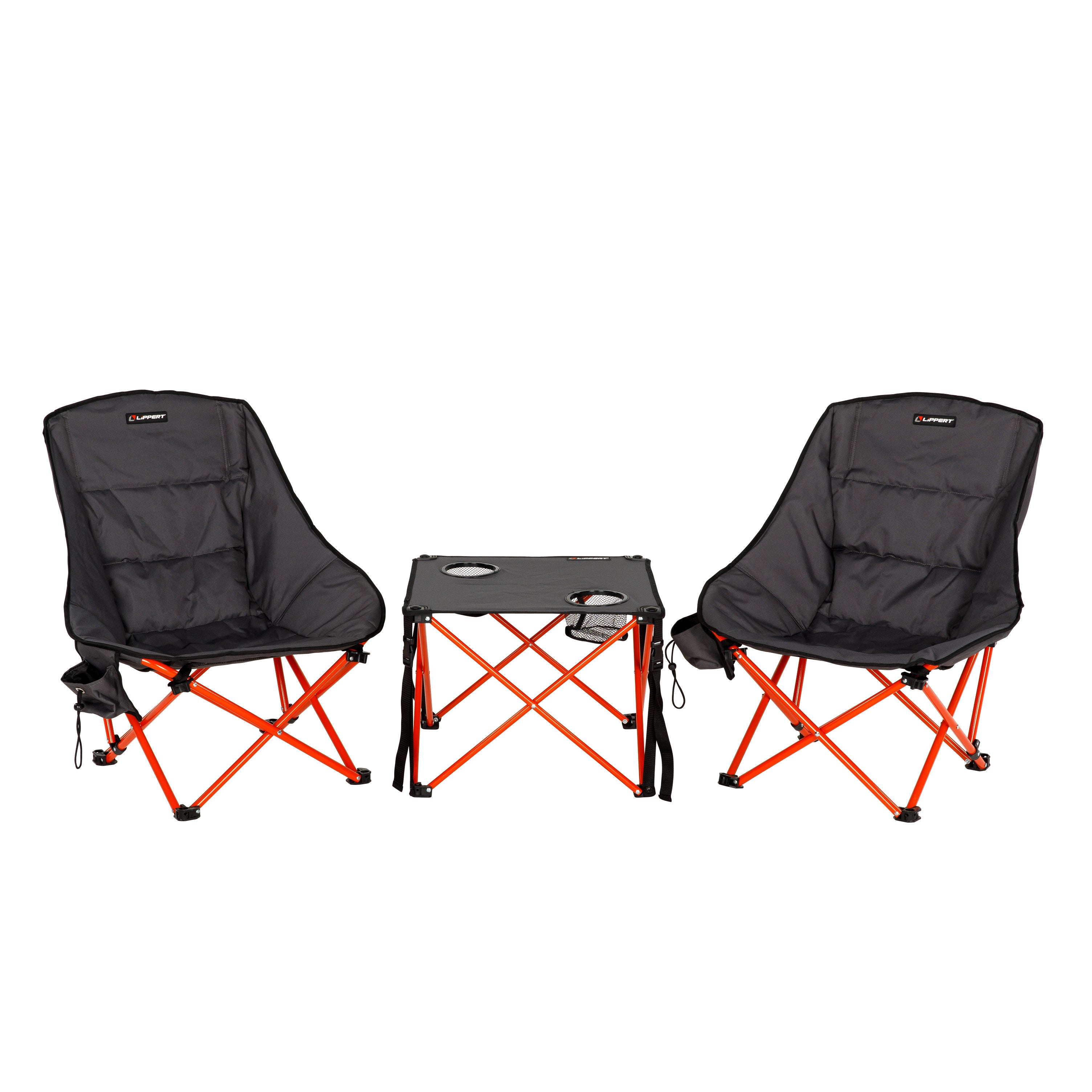 Lippert Baja Overlanding Chair & Table Set - Dark Grey / Red #2023053719 - Image 1