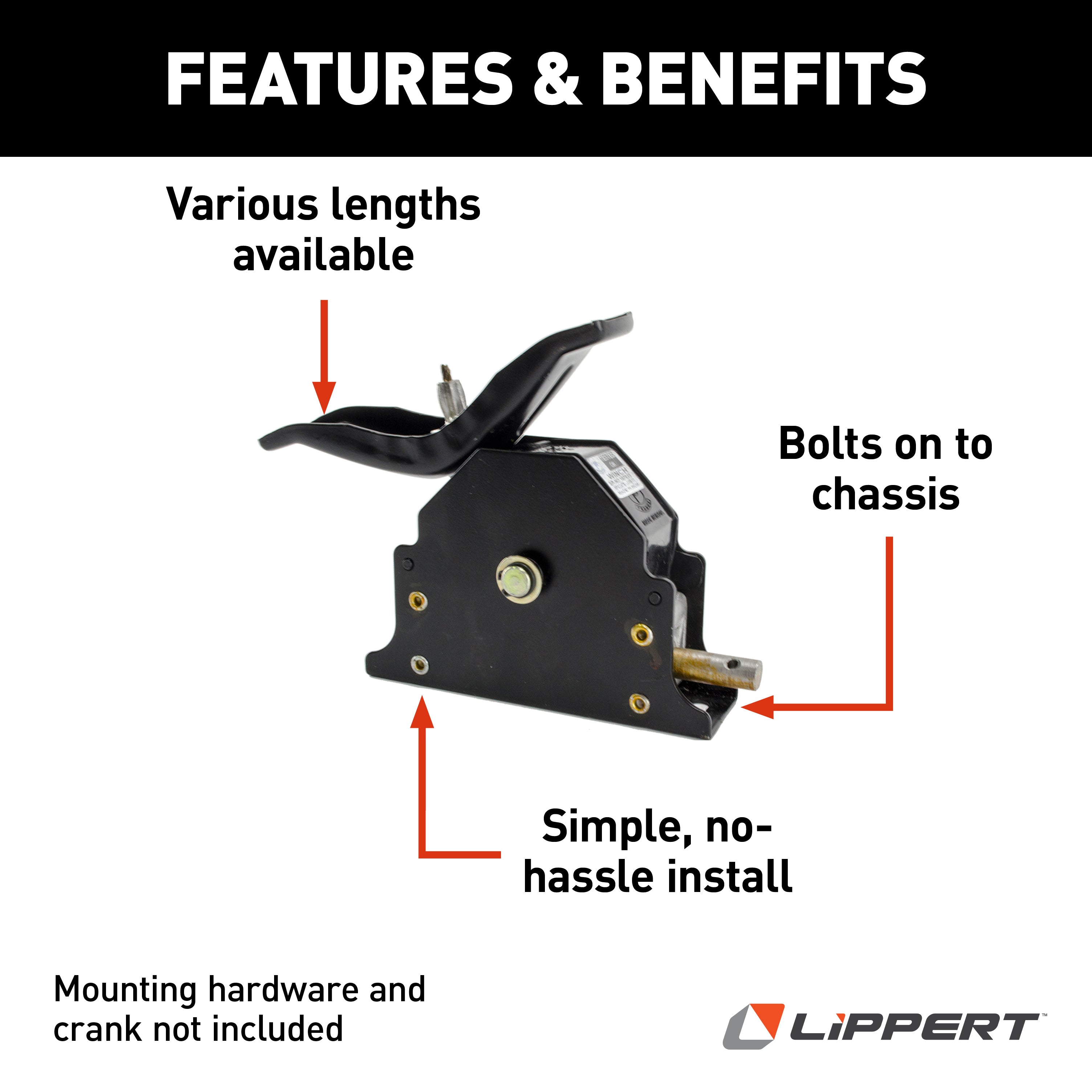 Lippert Replacement Spare Tire Winch With Offset Cable #159056