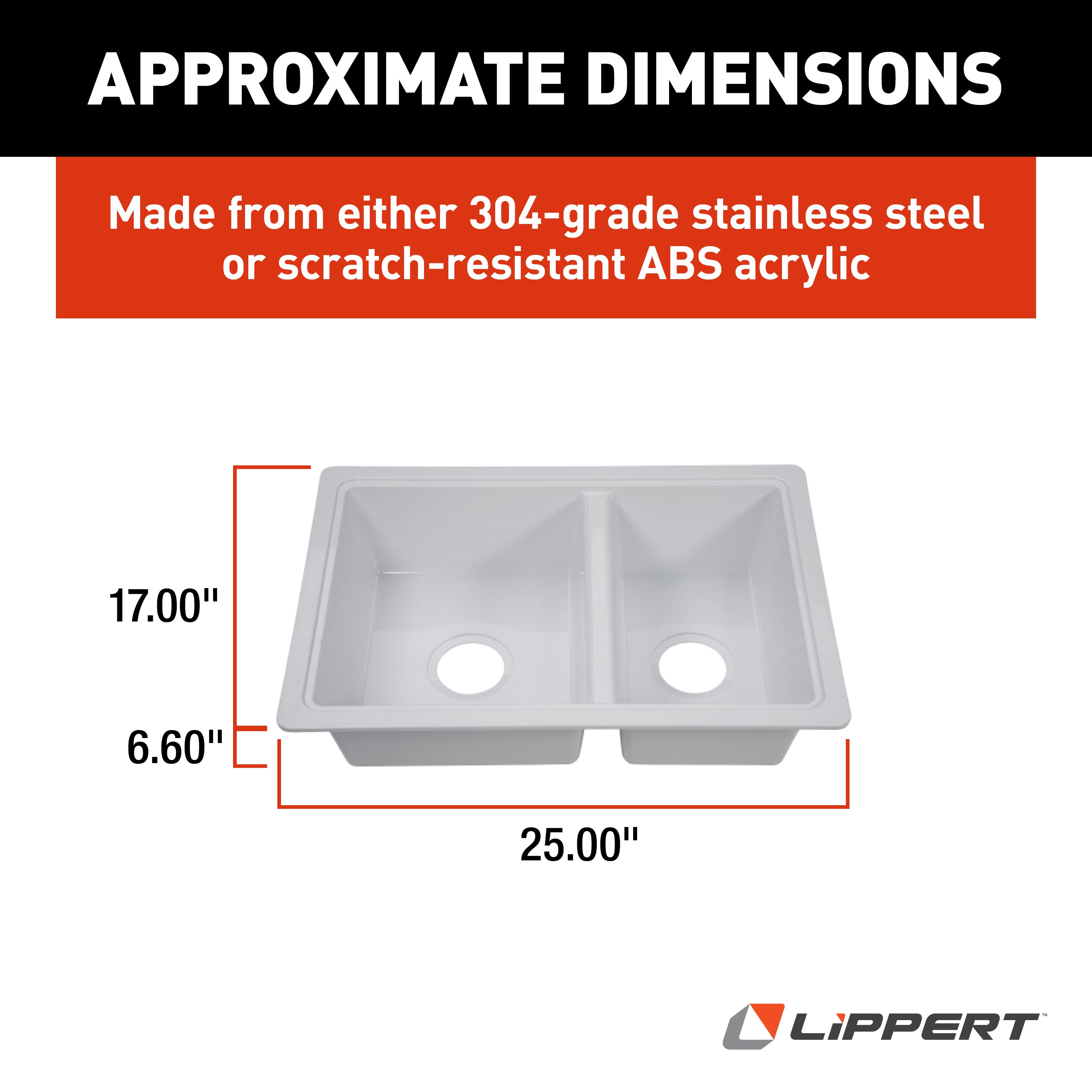 Lippert Rv Double Kitchen Galley Sink - 25" X 17" X 6.6" White Abs Plastic - Image 6