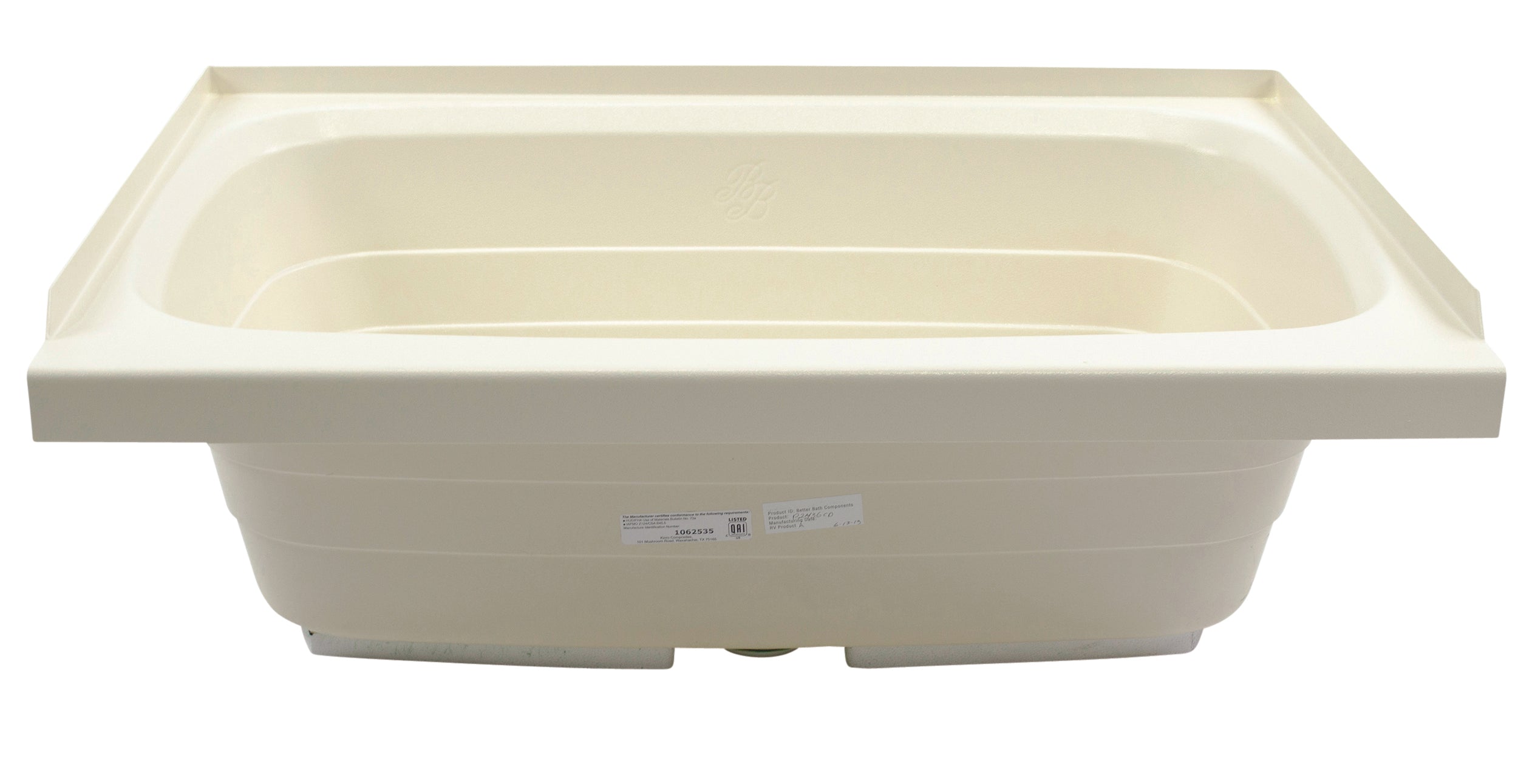 Lippert Bathtub With Center Drain - 24" X 36", Parchment #P2436Cdspk - Image 1