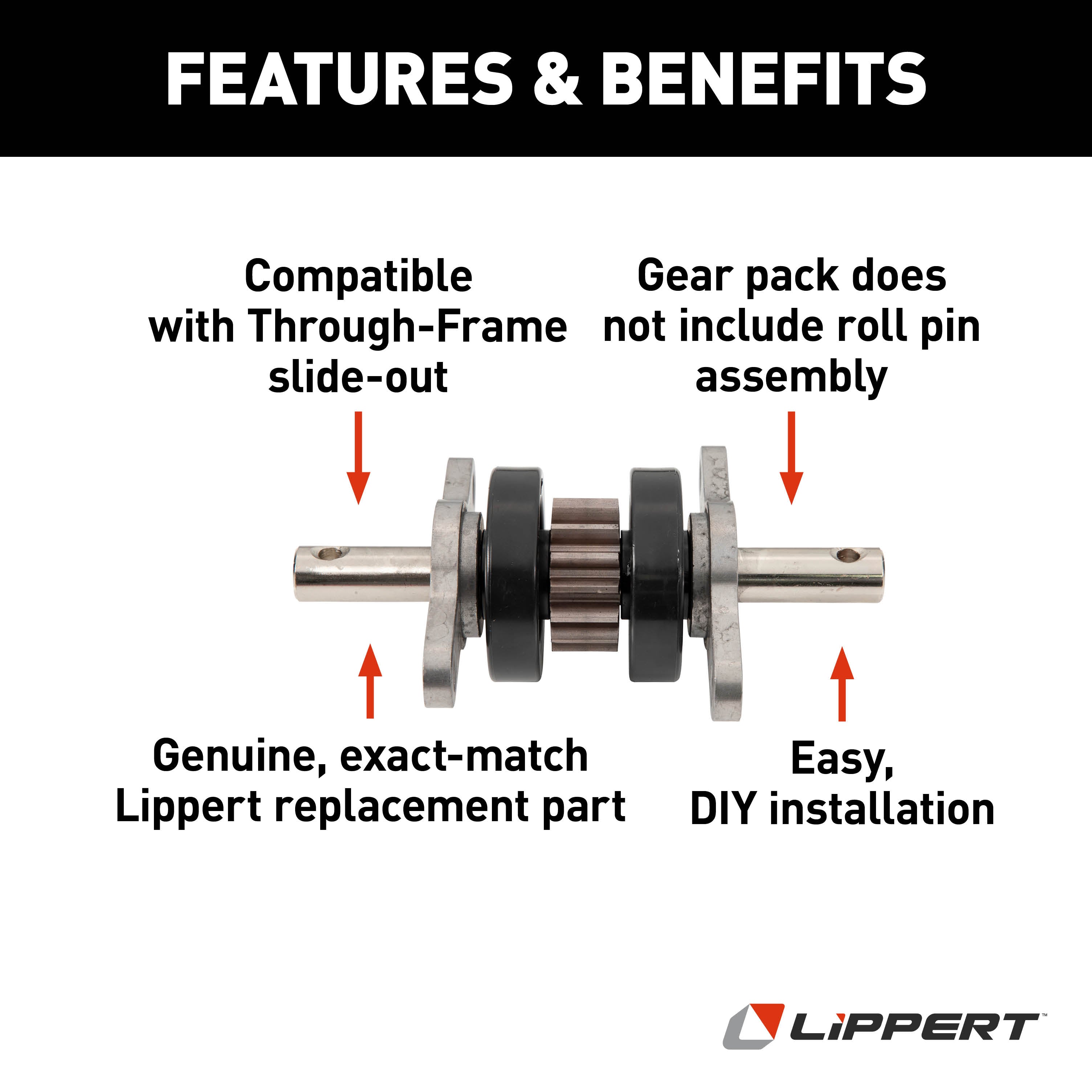 Lippert Replacement 2 X 2 Through-Frame Slide-Out Gear Pack Assembly Without Roll Pins #281331 - Image 5