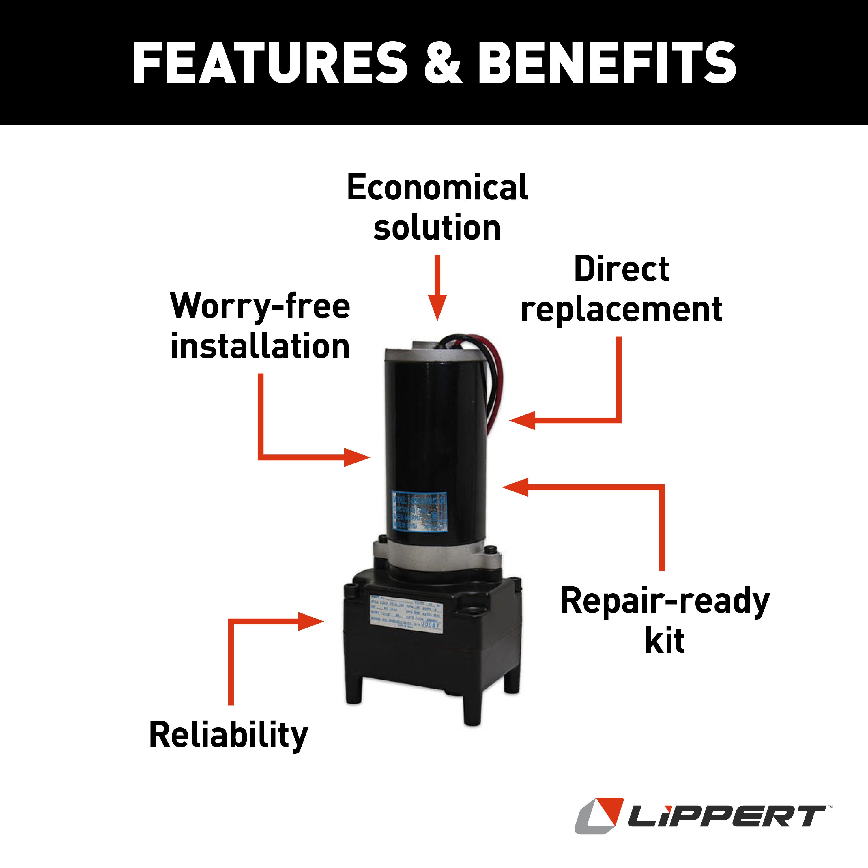 Lippert Replacement Tuson Heavy-Duty Electric Rv Landing Gear Motor #196308 - Image 3