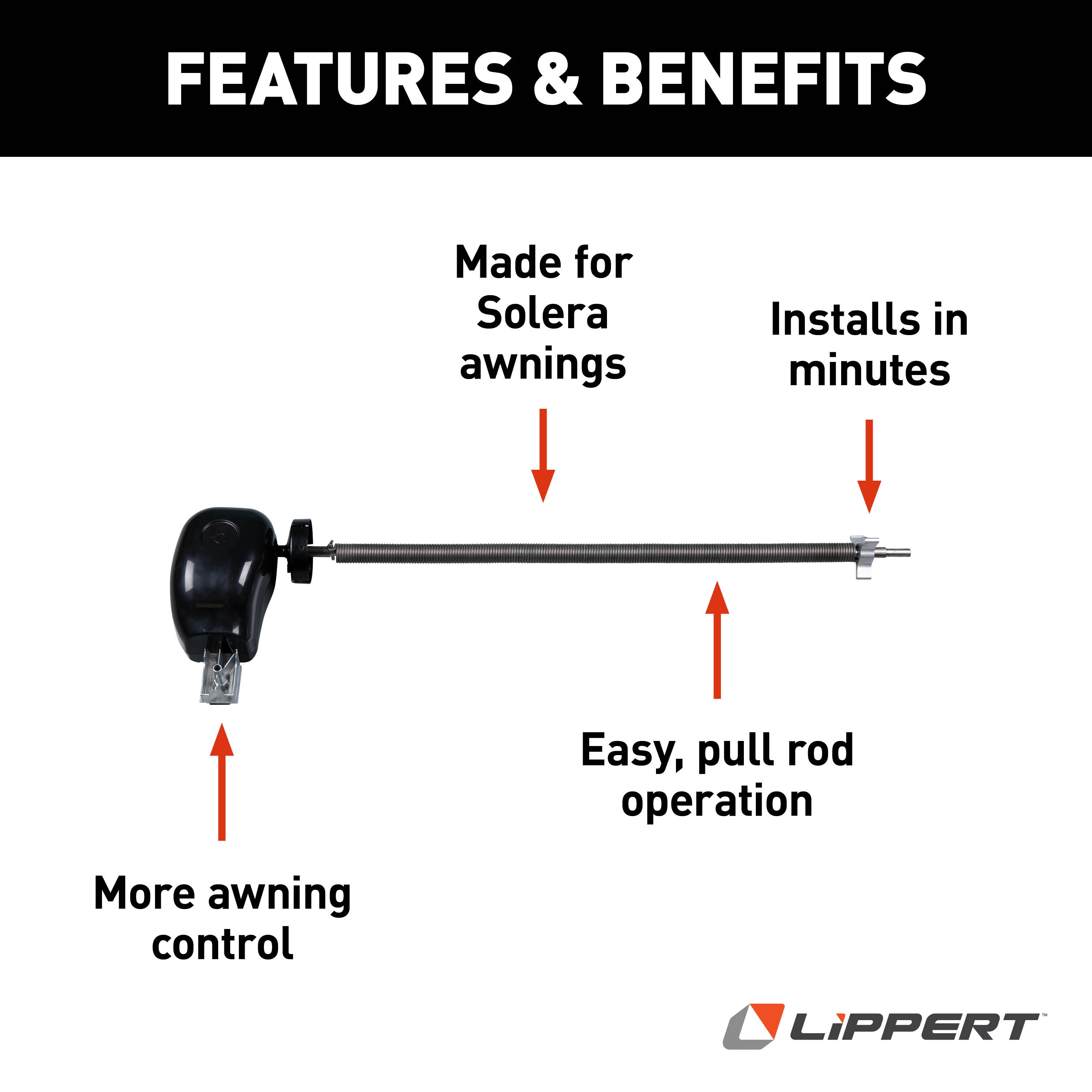 Solera Manual Pull Style Awning Idler Head Assembly - Black #285147 - Image 2